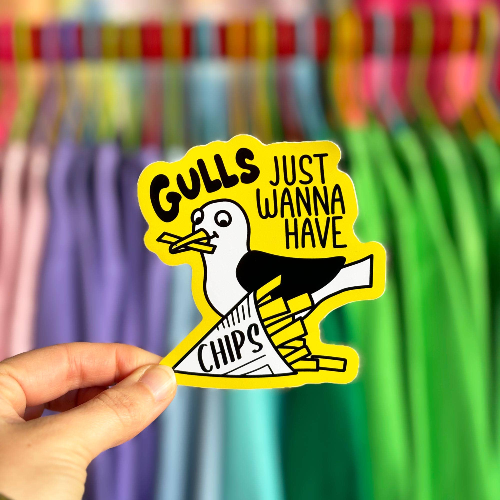 Gulls Just Wanna Have Chips Vinyl Sticker