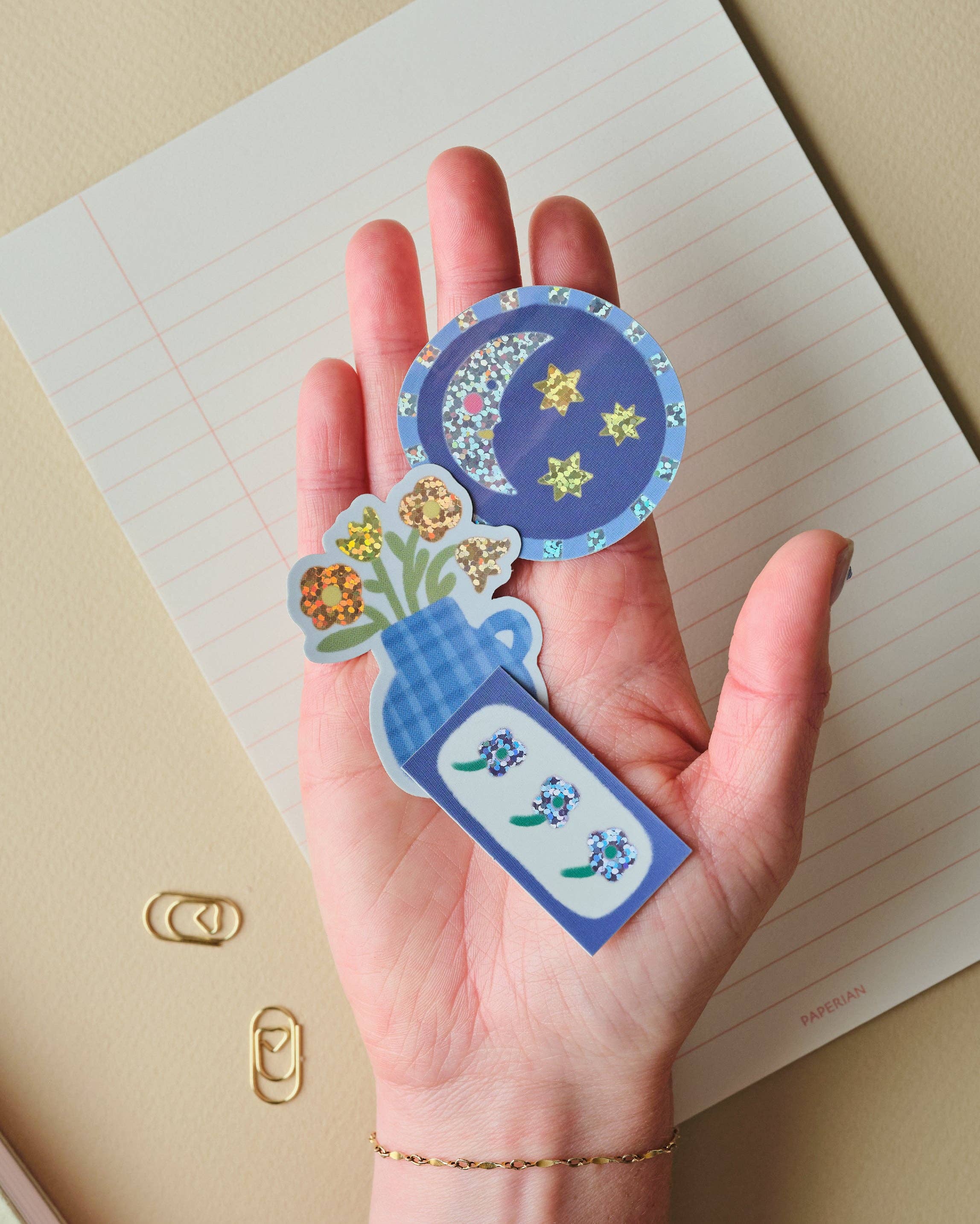 Moon and Stars Holographic Sticker