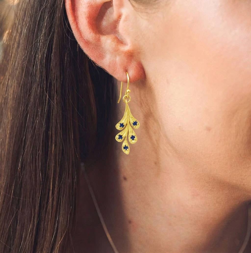 Kehlani Earring Gold Plated - Blue Sapphire
