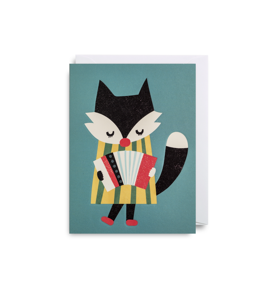 Accordion Critter Illustration Mini Card