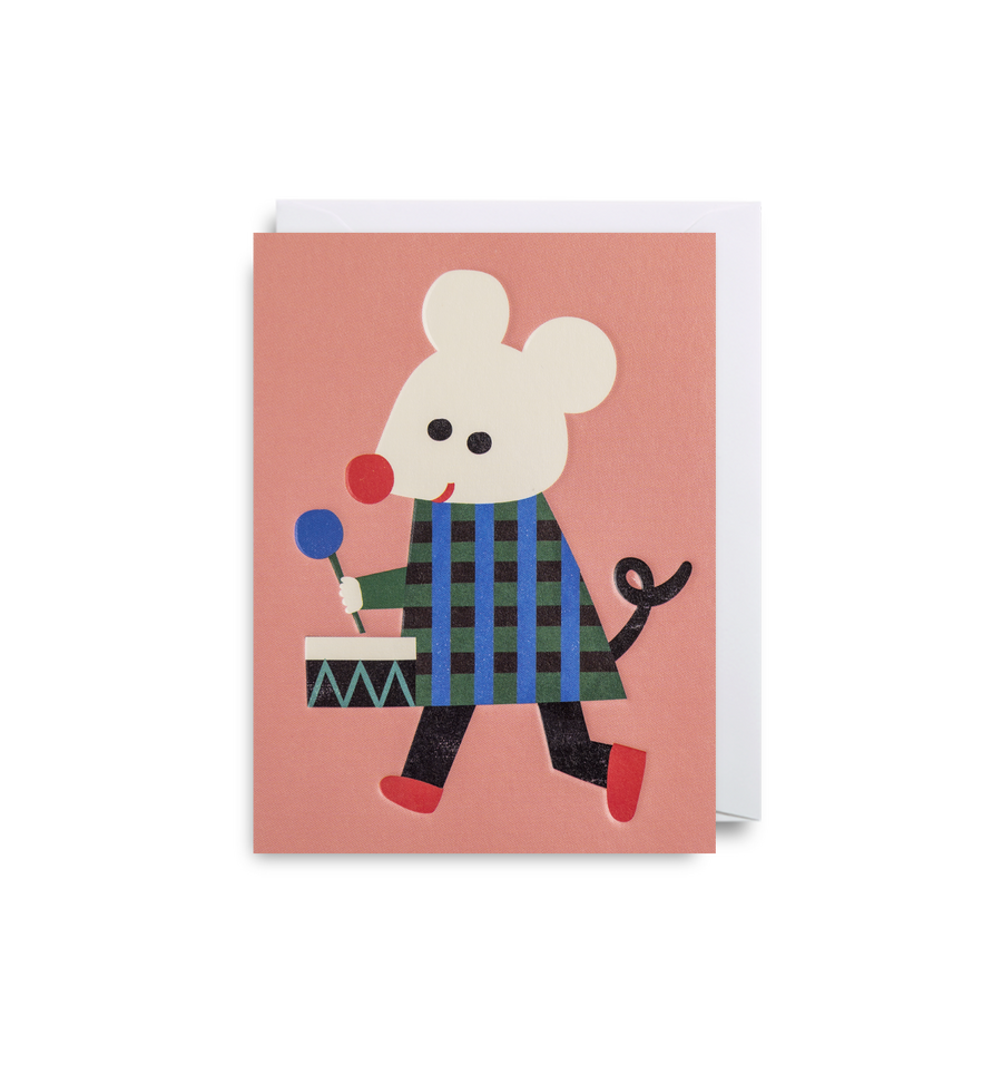 Drum Mouse Illustration Mini Card