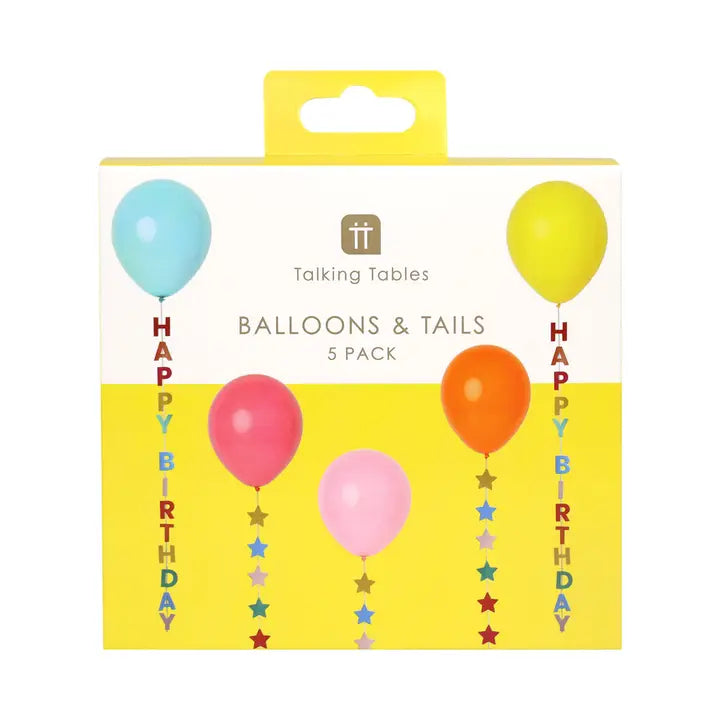 Birthday Balloons with Star and Tails (Pack of 5)