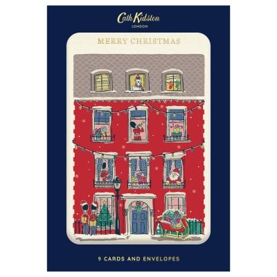 Pack Of 9 Merry Christmas House Christmas Cards