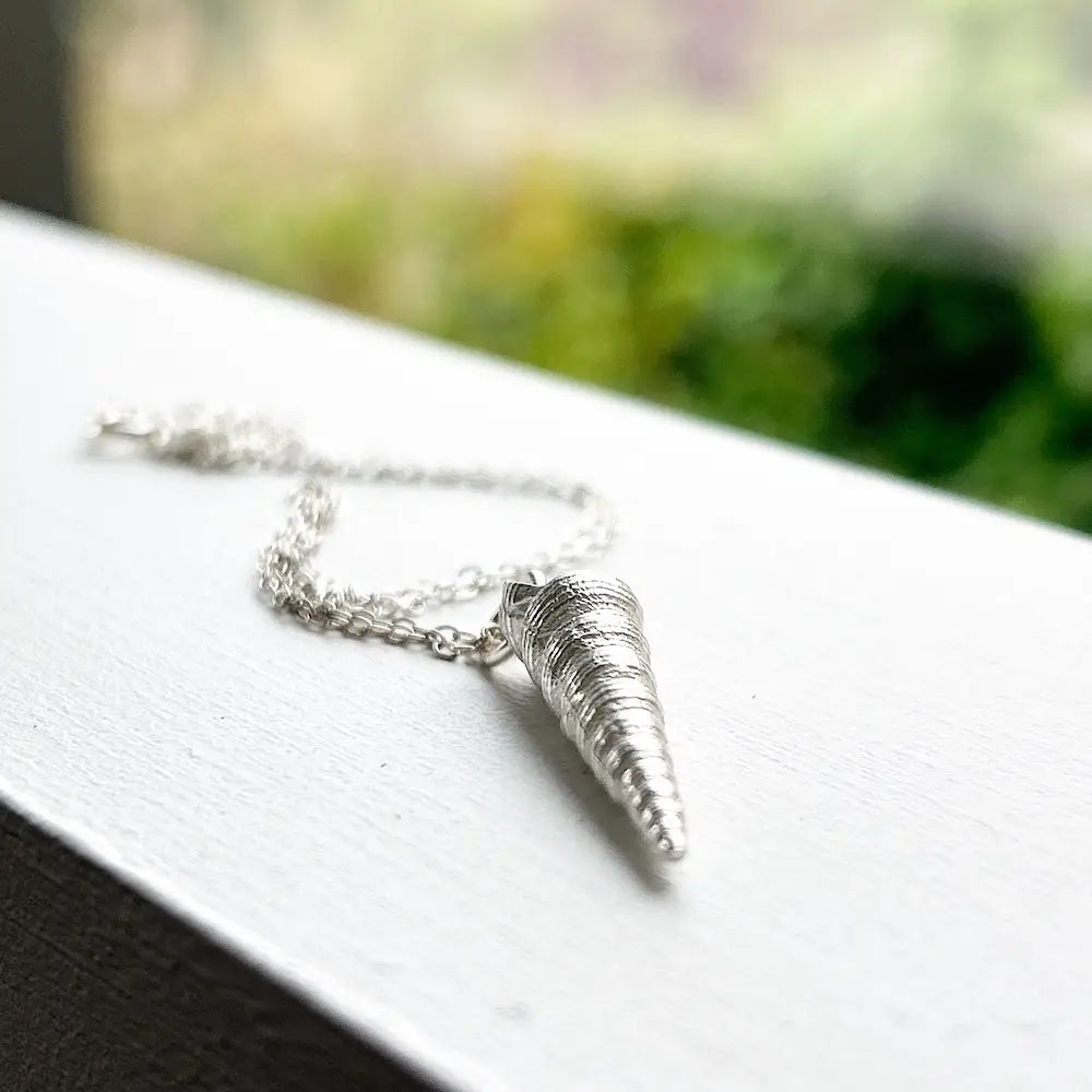 Silver Auger Shell Necklace