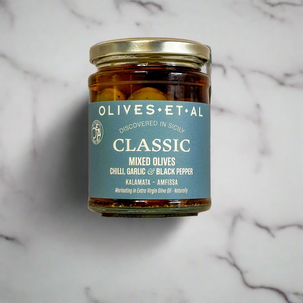 Classic Chilli, Garlic & Black Pepper Whole Olives
