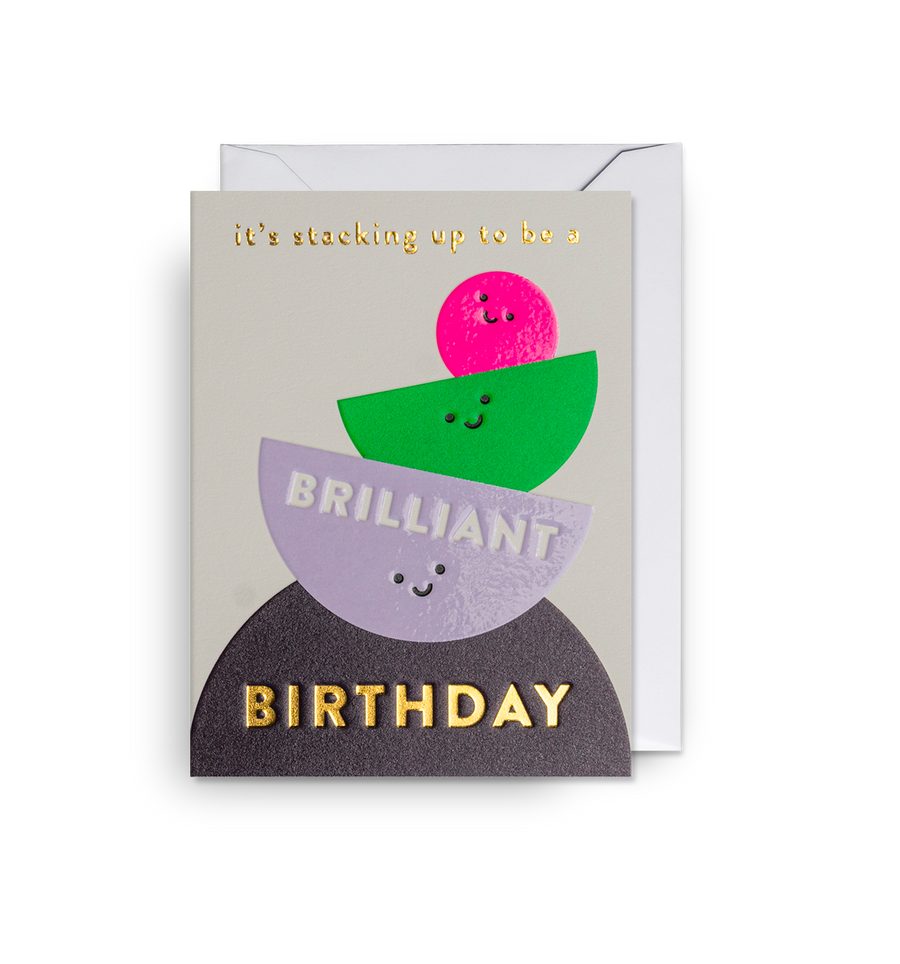 Stacking Up Mini Birthday Card By Lagom Design | Curiouser