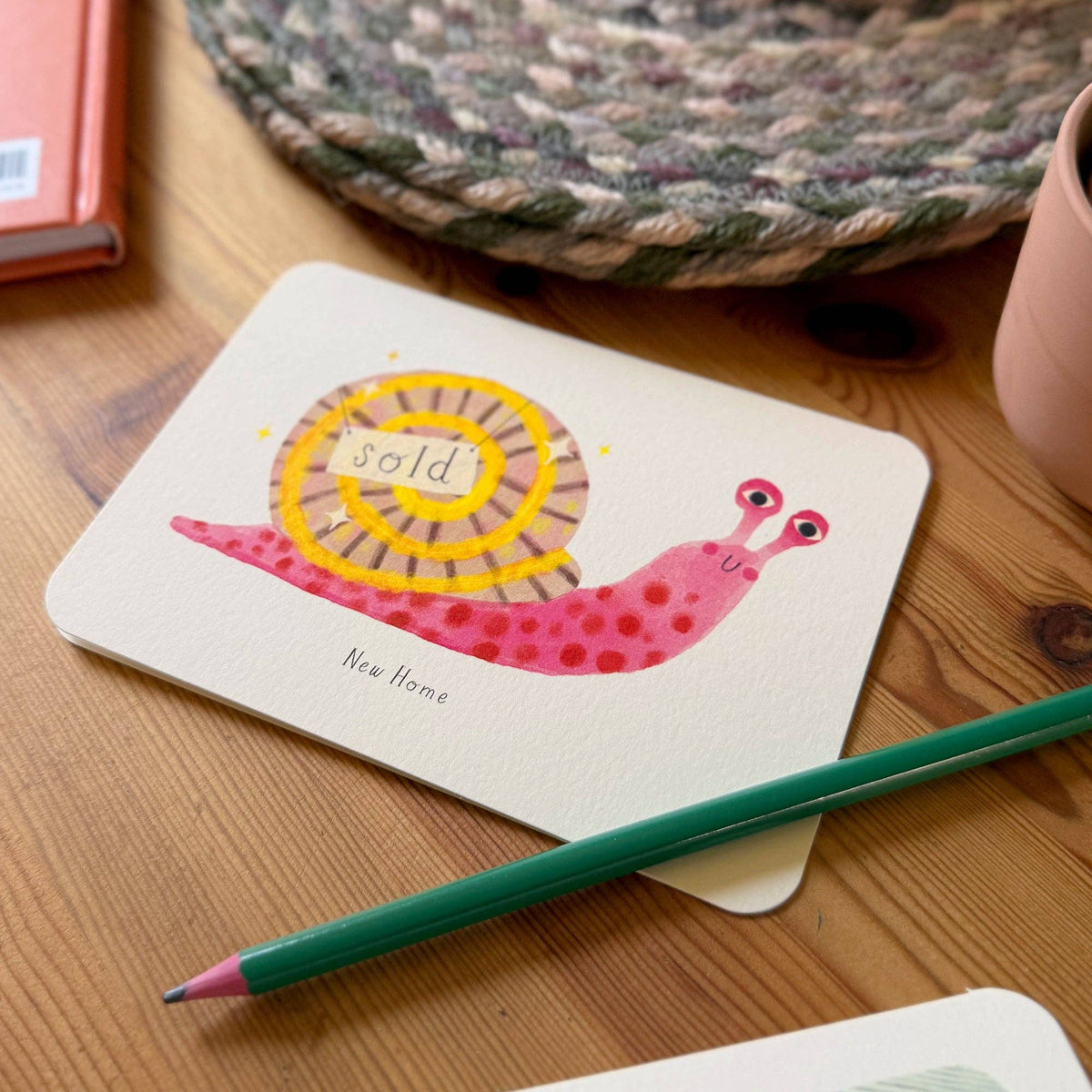 New Home Snail Greetings Card by Oldfield Design Co | Curiouser