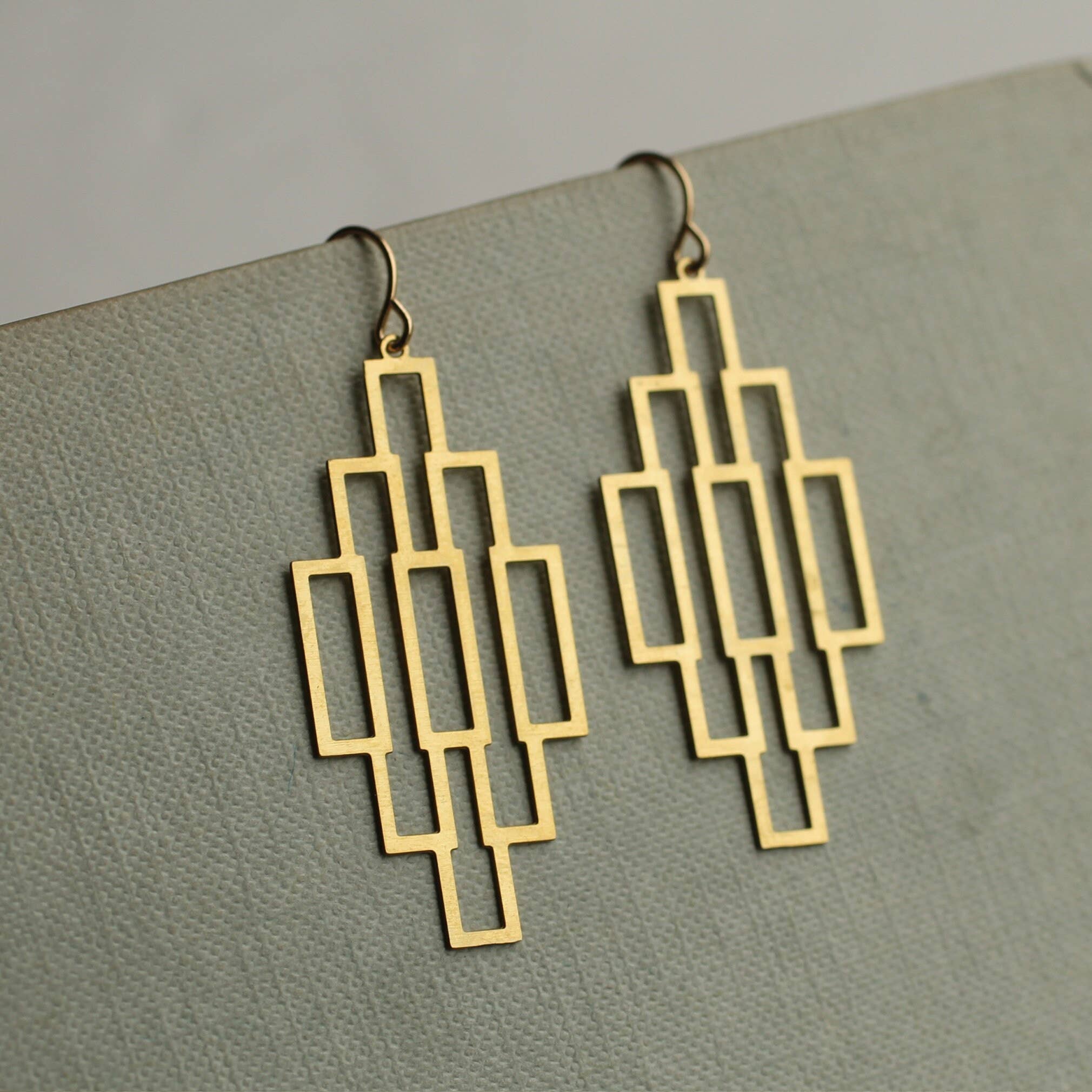 Gold Art Deco Ladder Earrings