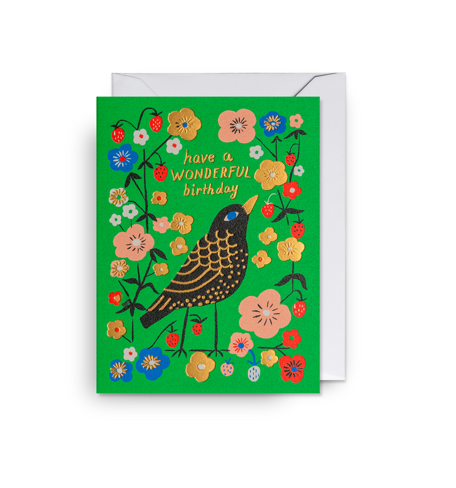 Blackbird Mini Birthday Card