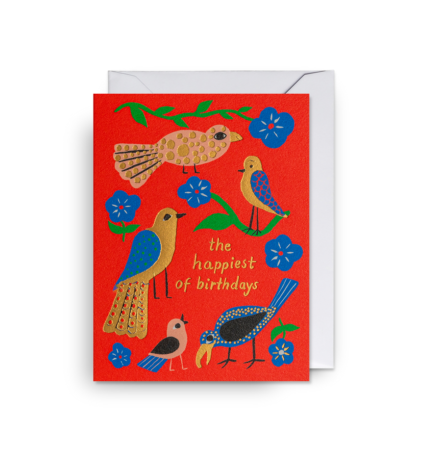 Flock Of Birds Mini Birthday Card