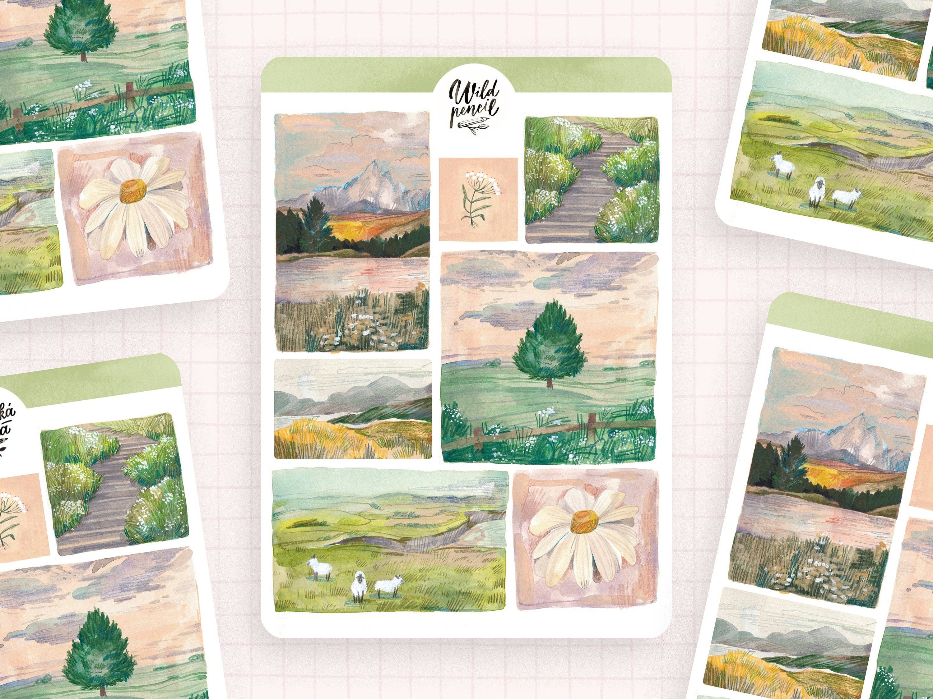 Sunrise Landcapes Sticker Sheet