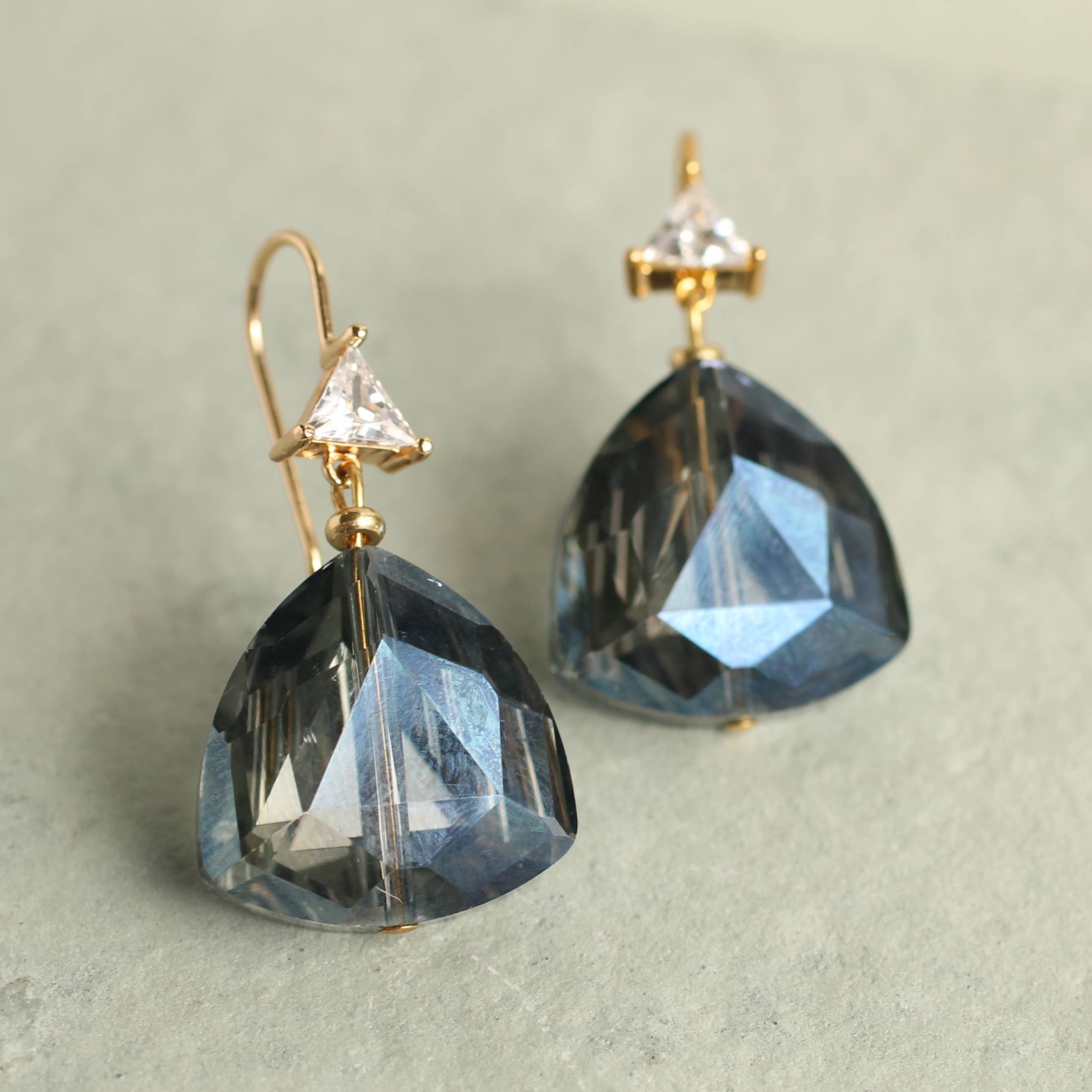 Labradorite Navy Blue Art Deco Earrings