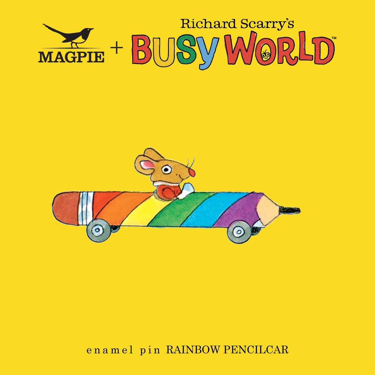 Richard Scarry Rainbow Pencilcar Pin Badge