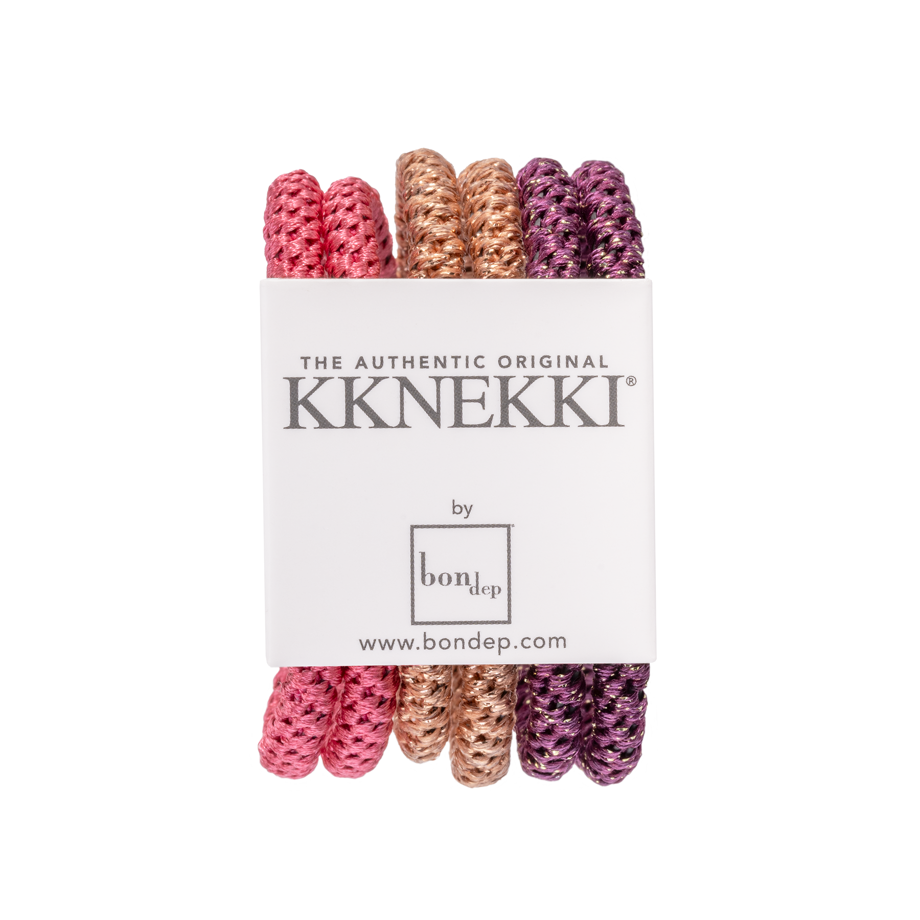 Set Of 6 Purple, Pink & Gold Slim Kknekki Hair Ties