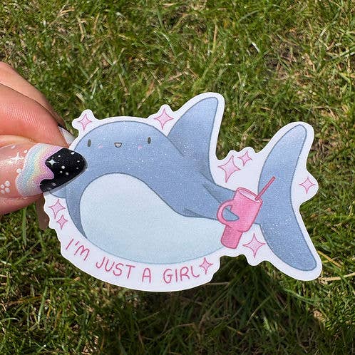 I'm Just A Girl Shark Sticker