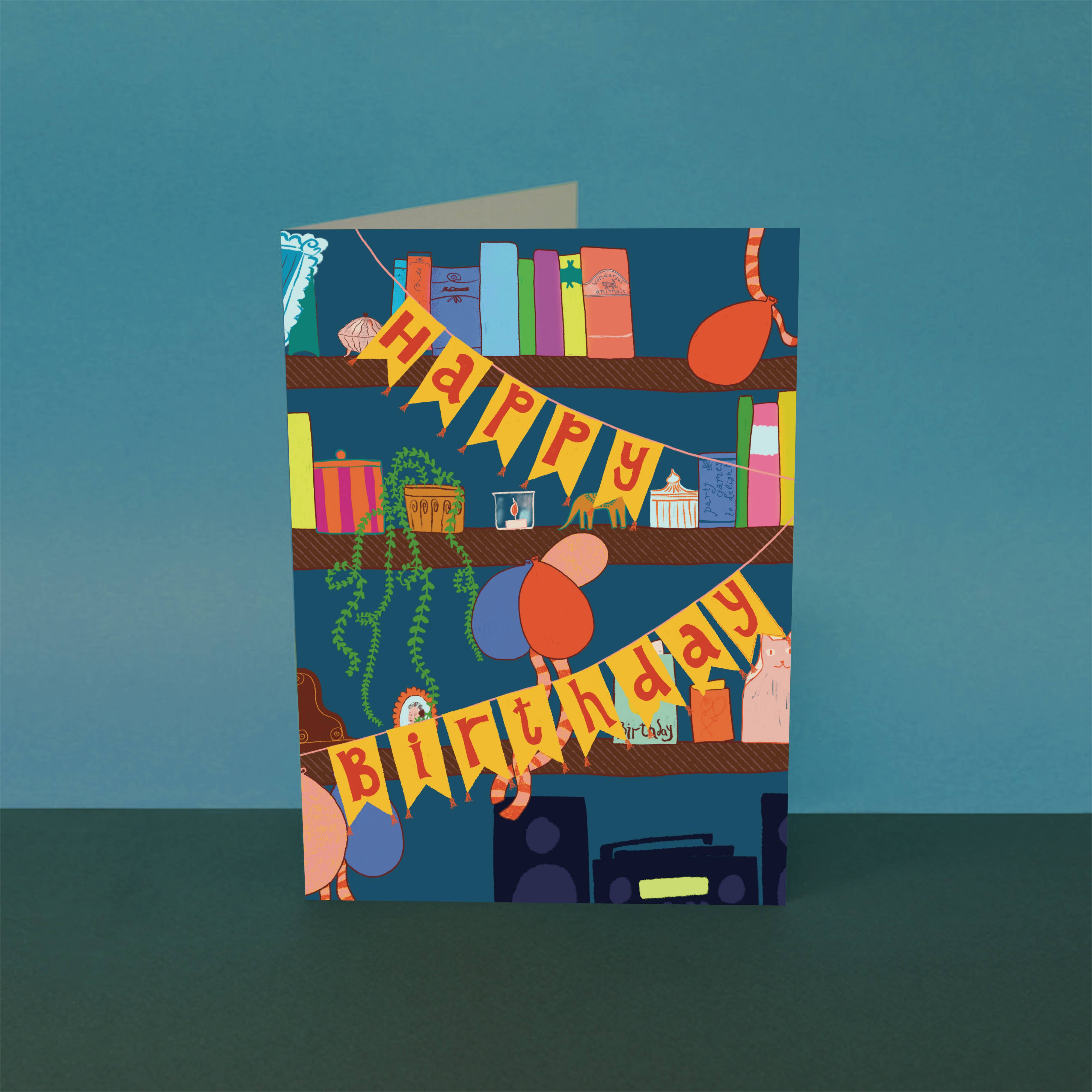 Birthday Bookcase Greetings Card