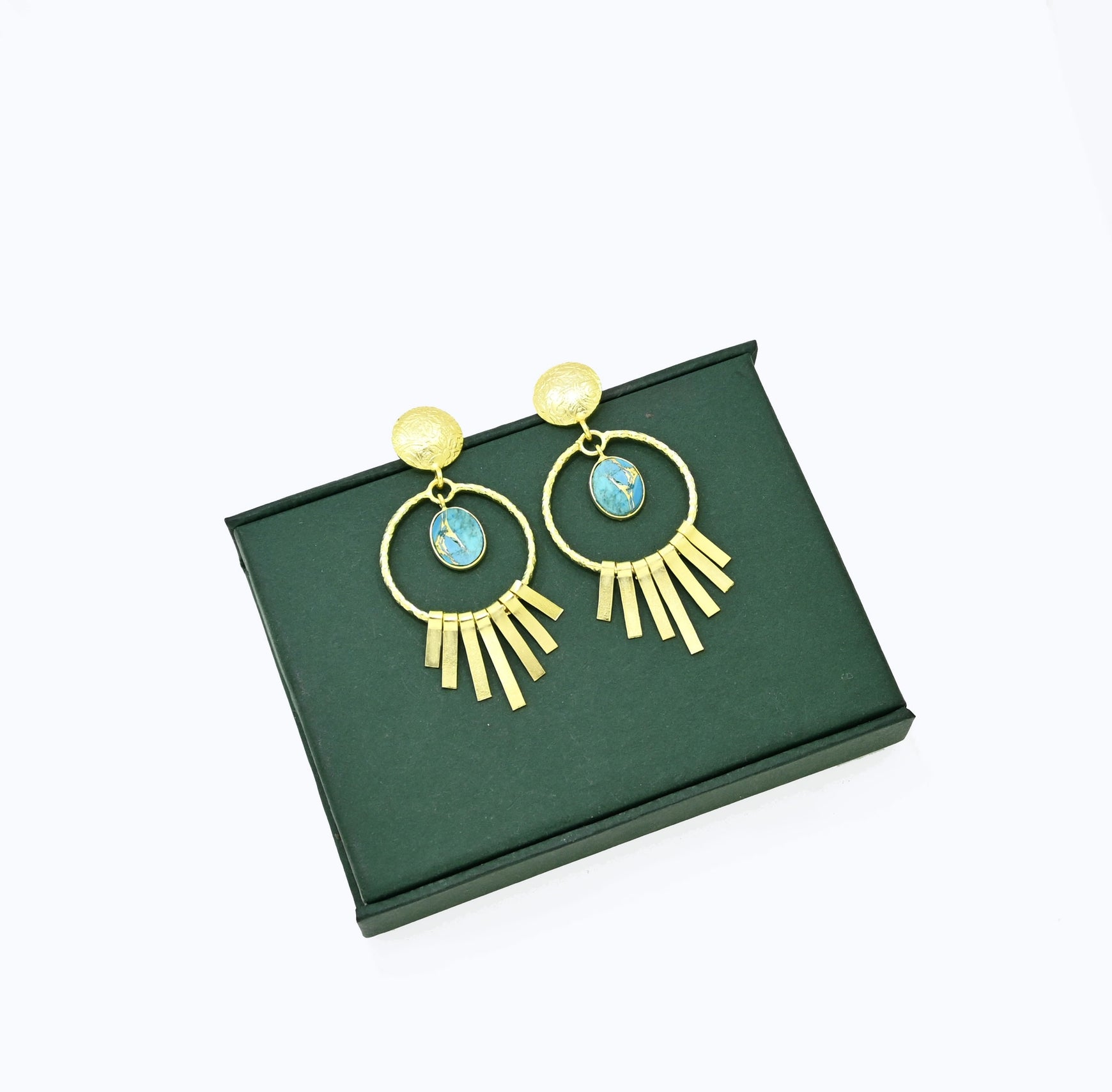 Audrey Mojave Turquoise Gold Earrings