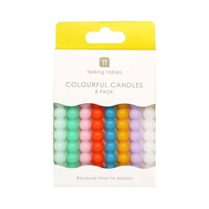 Colourful Bobble Candles (Pack Of 8)