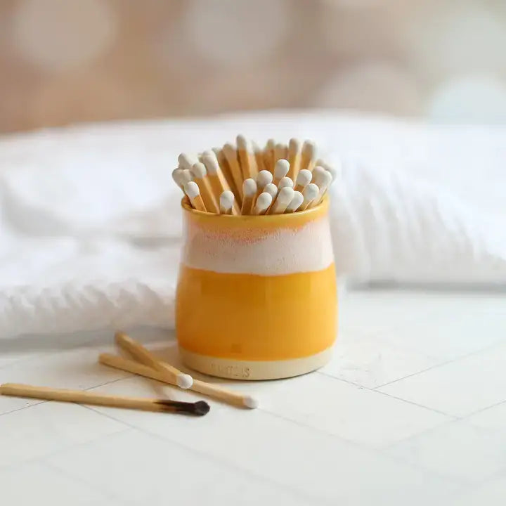 Handmade Ceramic Match Holder - Mustard Yellow