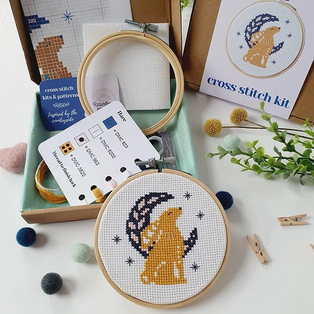 Hare & Moon Cross Stitch Kit