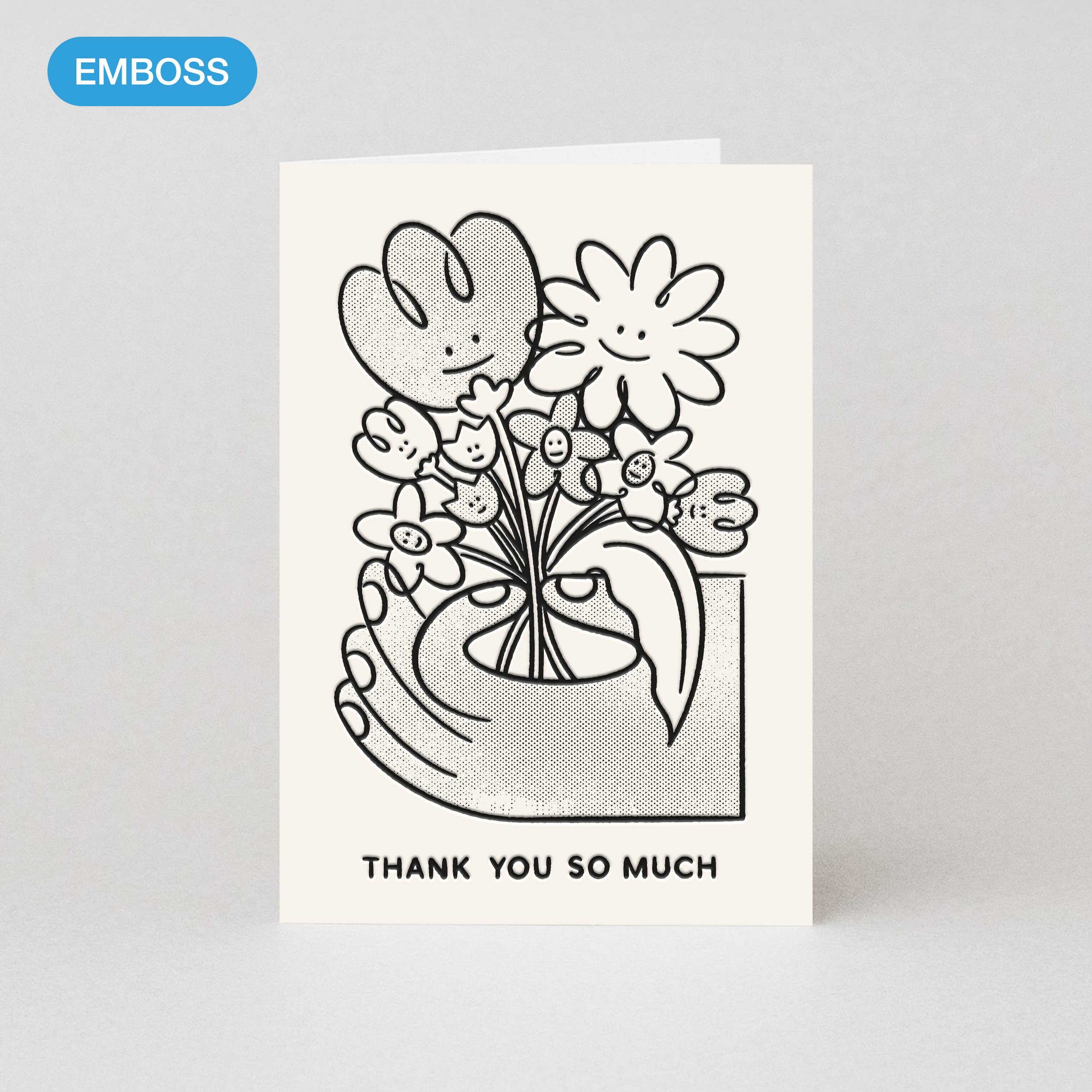 Monochrome Floral Thank You Card