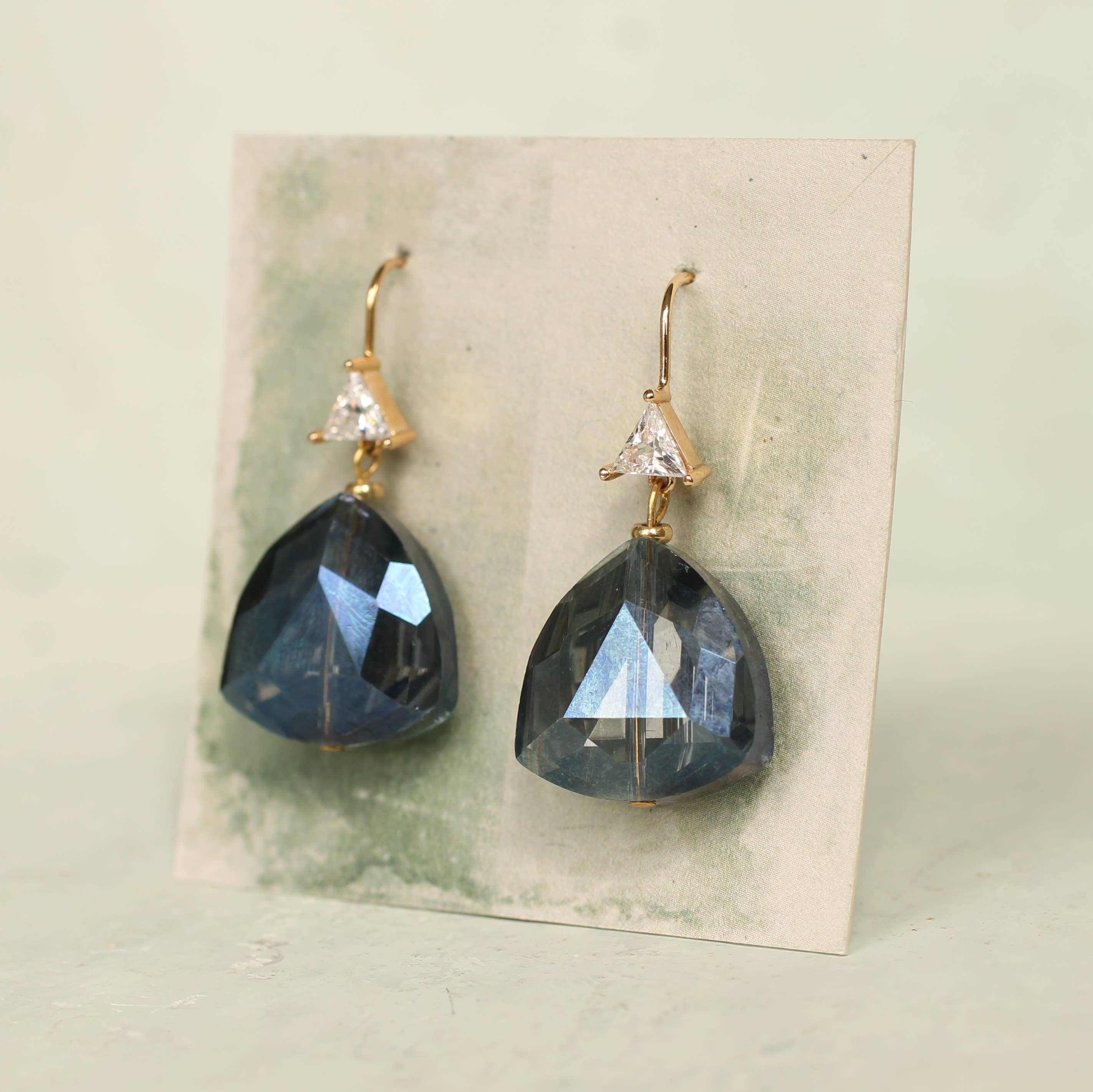 Labradorite Navy Blue Art Deco Earrings