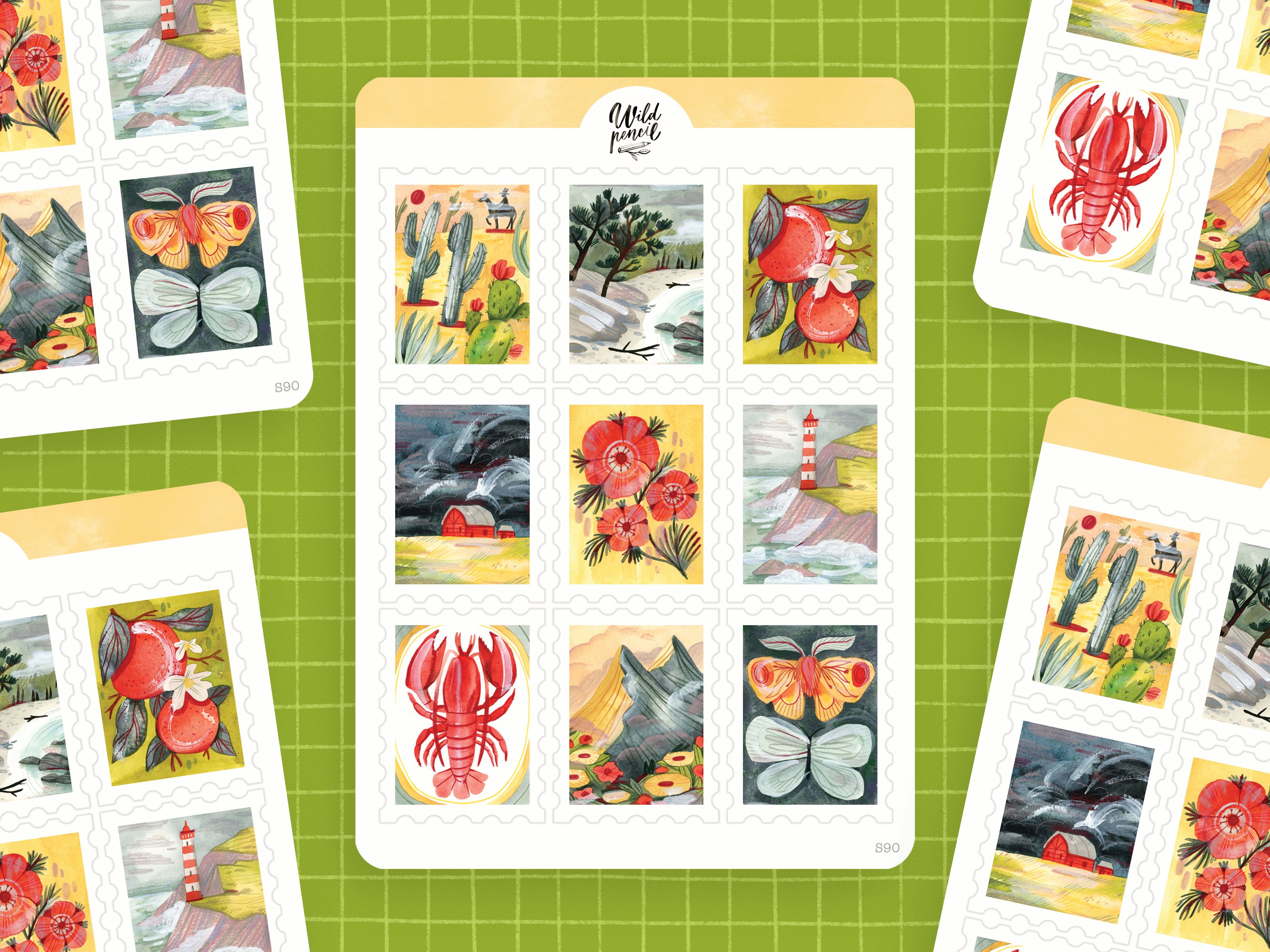 Summer Stamps Sticker Sheet