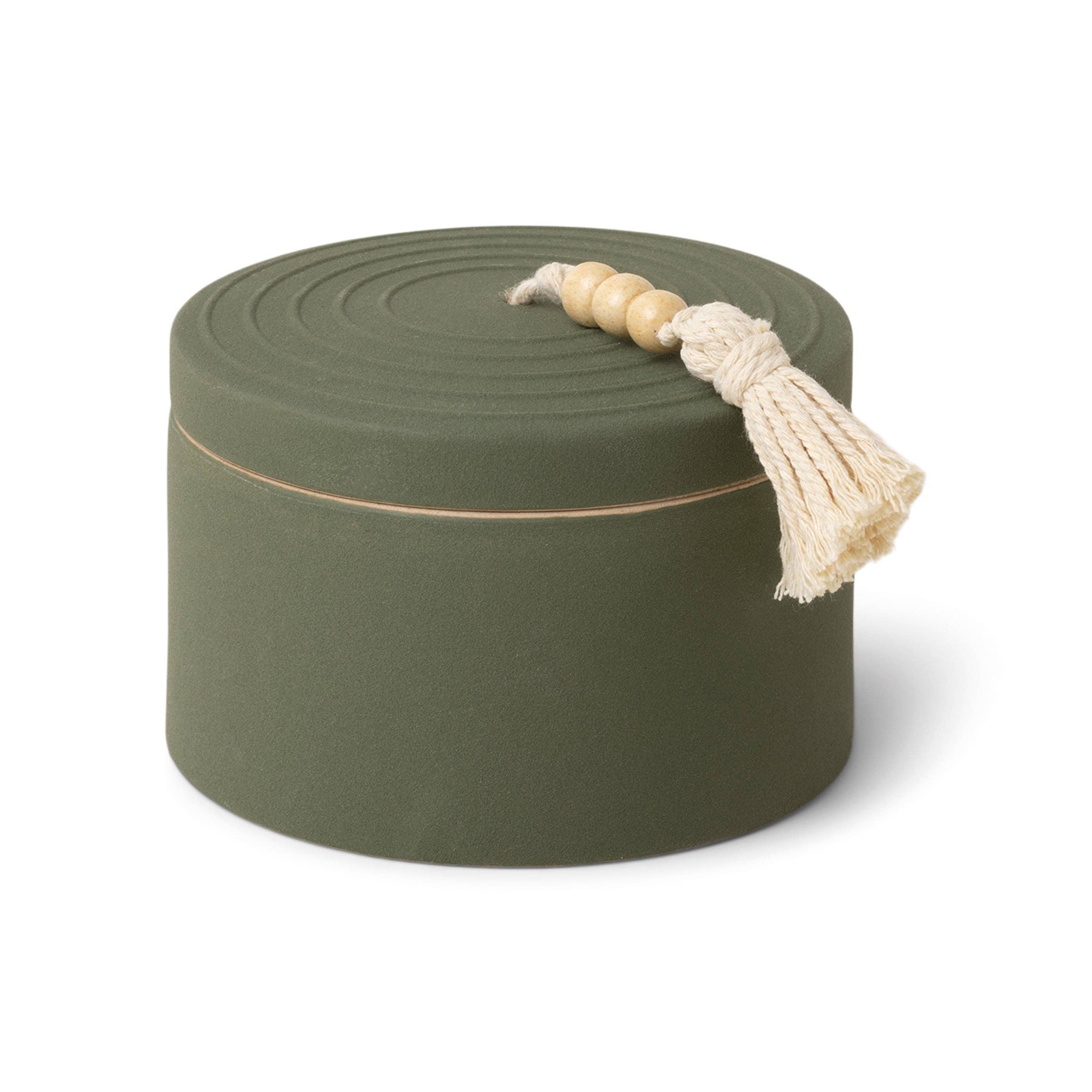 Cypress & Fir Ceramic Candle with Lid - Dark Green
