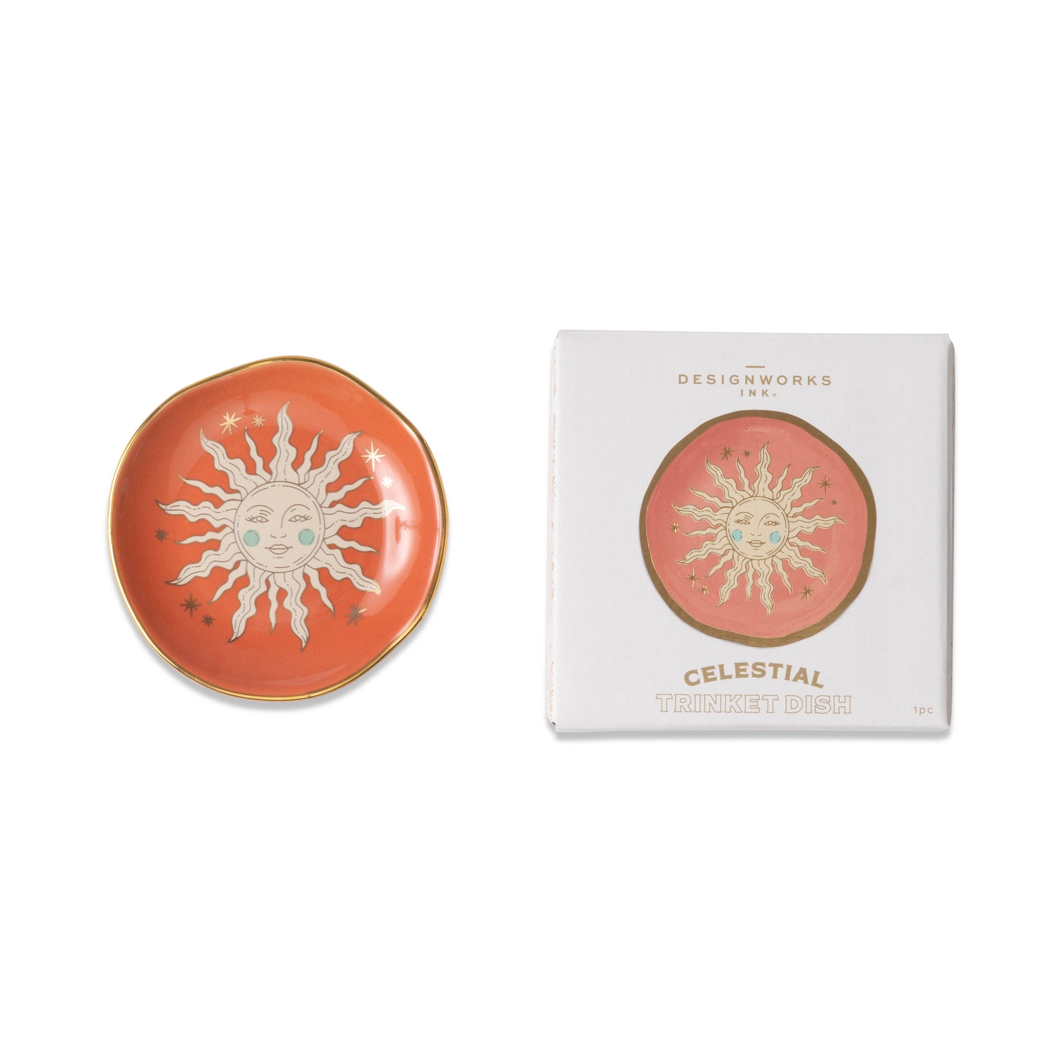 Celestial Ceramic Trinket Dish - Terracotta Sun
