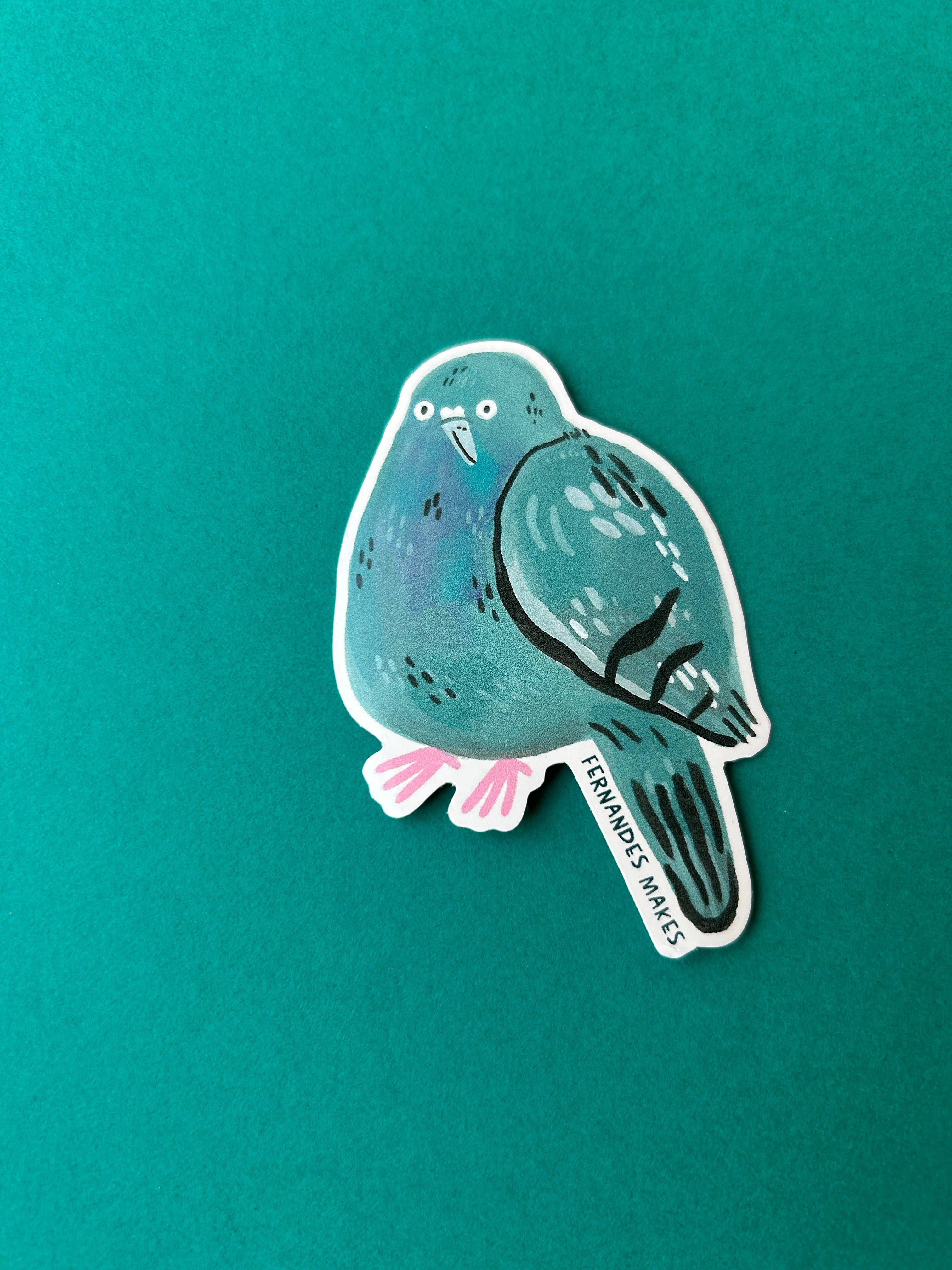 Glitter Tobias Pigeon Vinyl Sticker