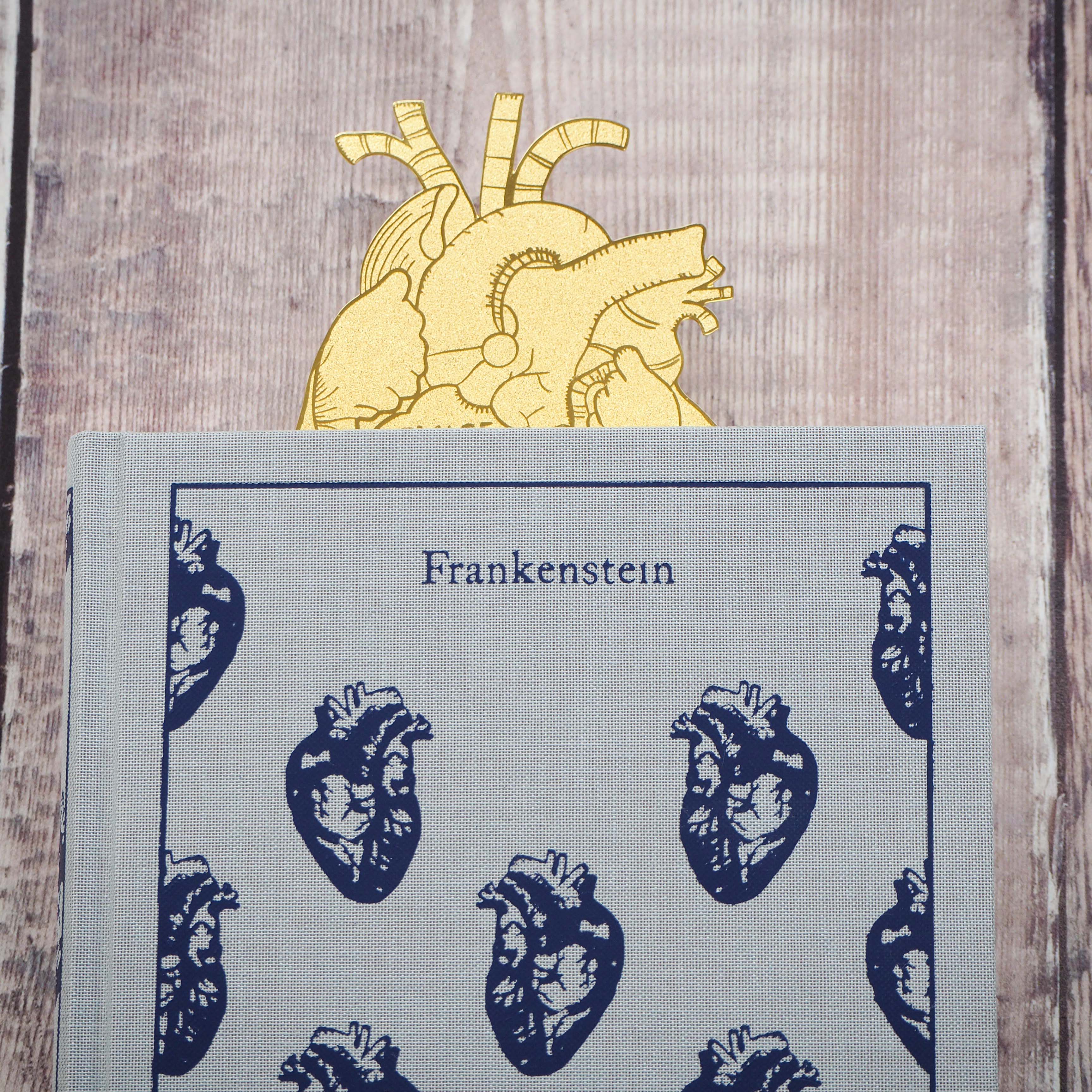Frankenstein Anatomical Heart Brass Bookmark