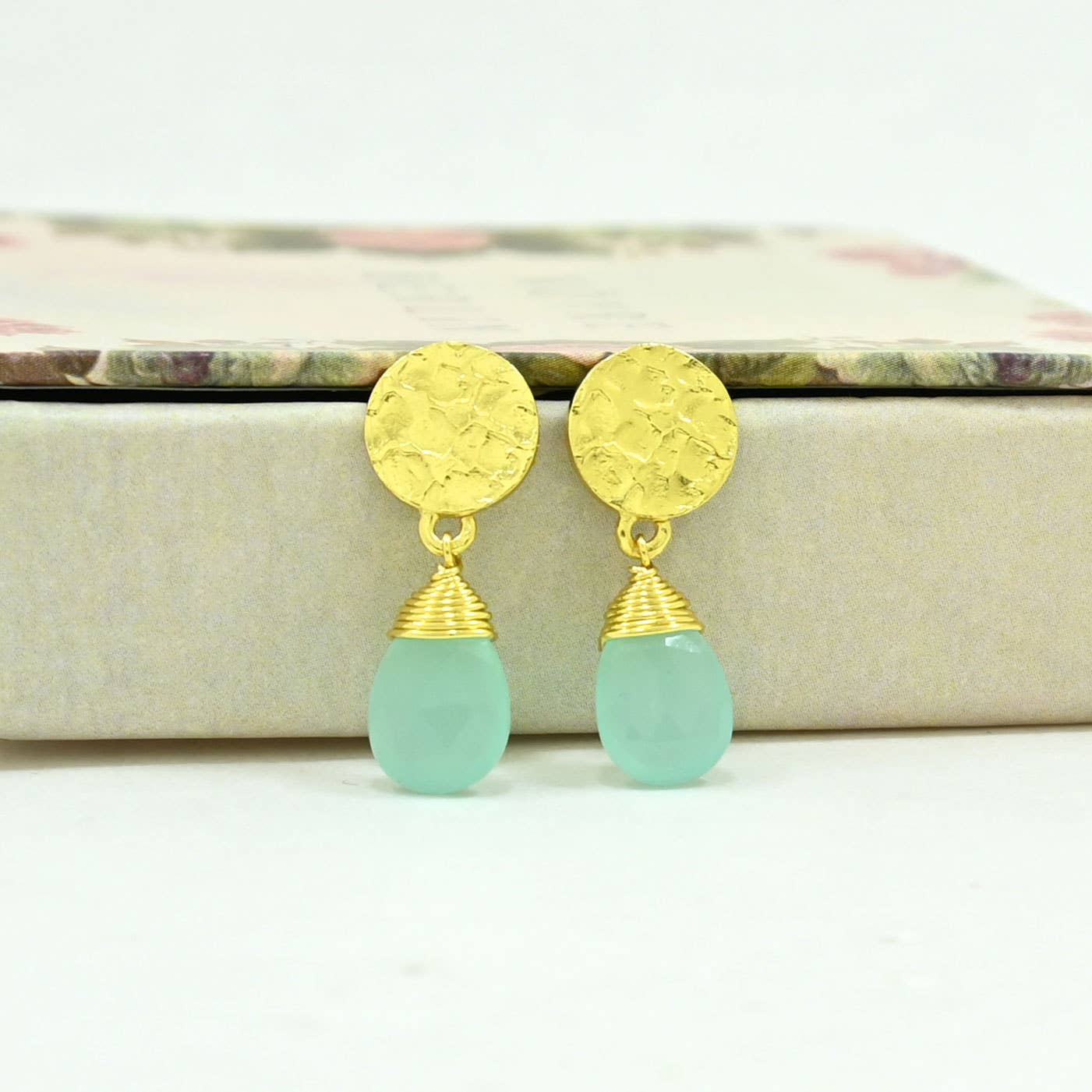 Abigail Earring Gold Plated - Aqua Chalcedony