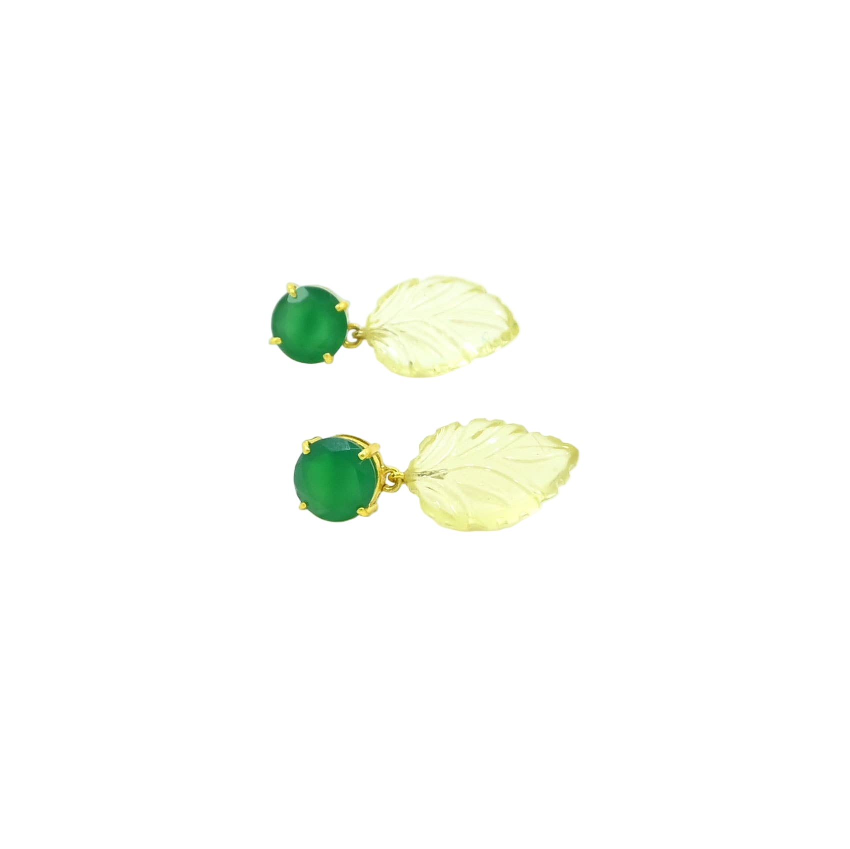 Amaya Stud Earrings - Lemon Quartz & Green Onyx