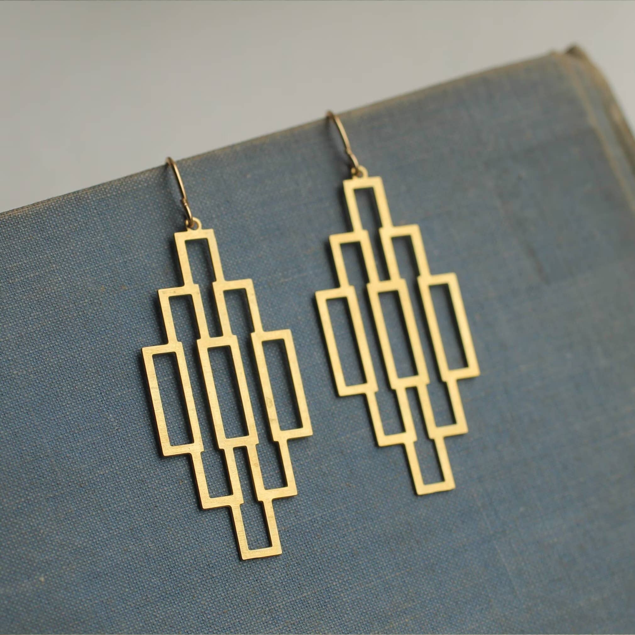 Gold Art Deco Ladder Earrings