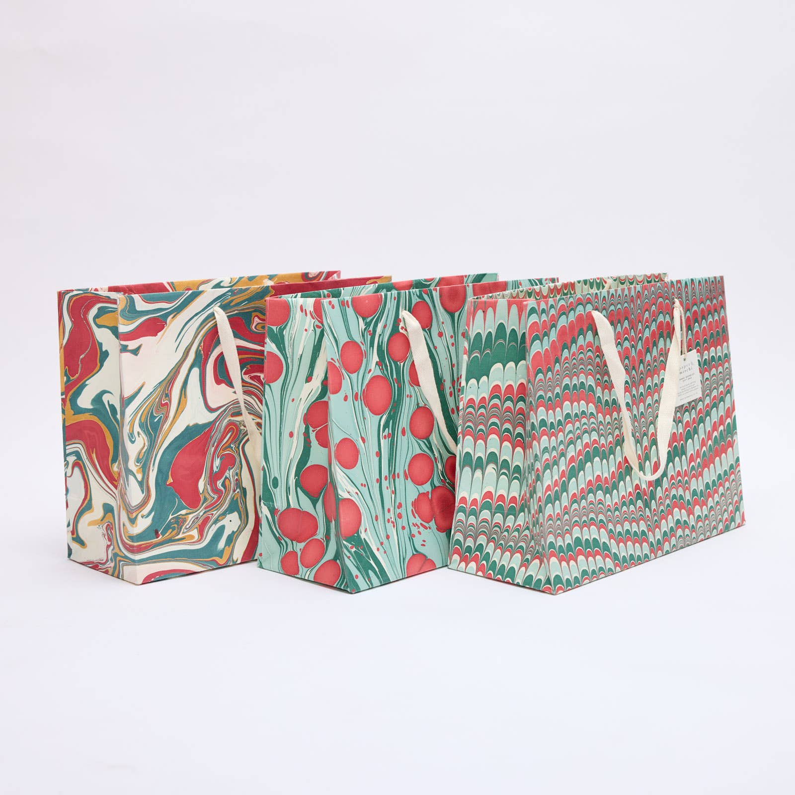 Hand Marbled Gift Bags (Large) - Christmas Splendour