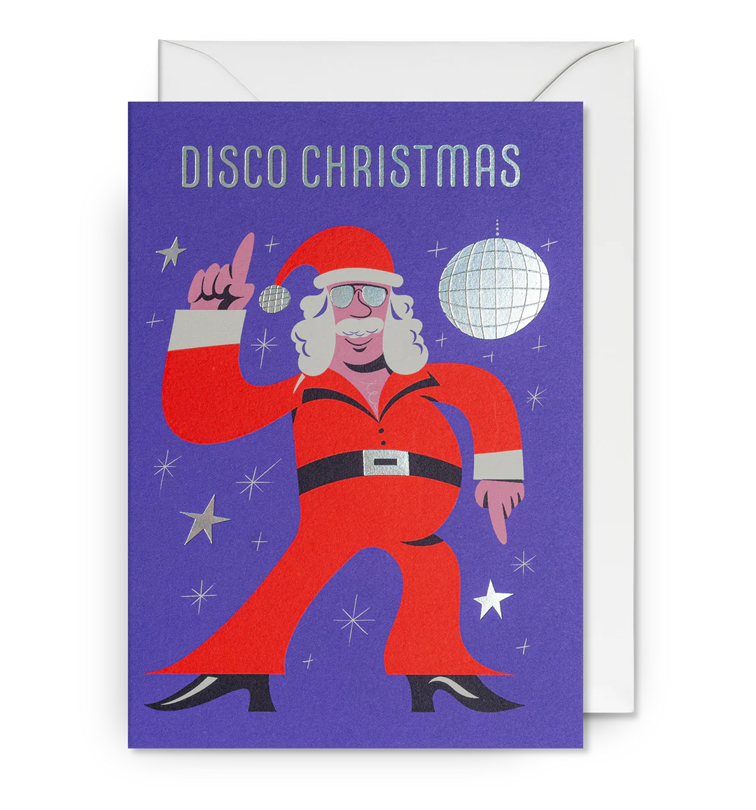 Pack Of 5 Disco Dancing Santa Christmas Card