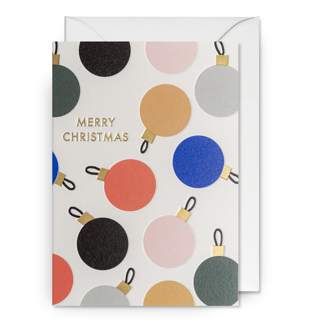 Pack Of 5 Colourful Baubles Christmas Card