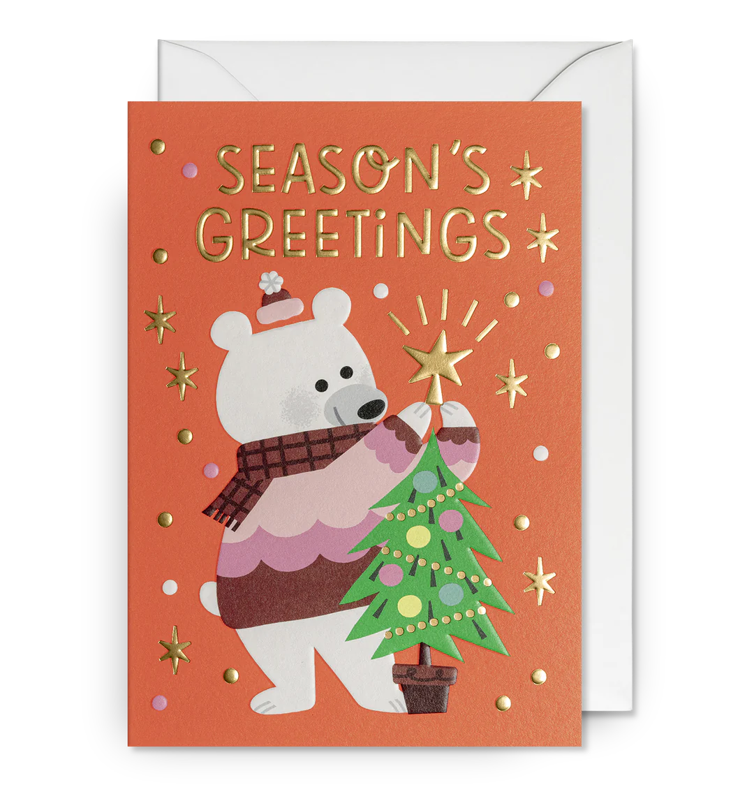 Pack Of 5 Polar Bear Season’s Greetings Christmas Card