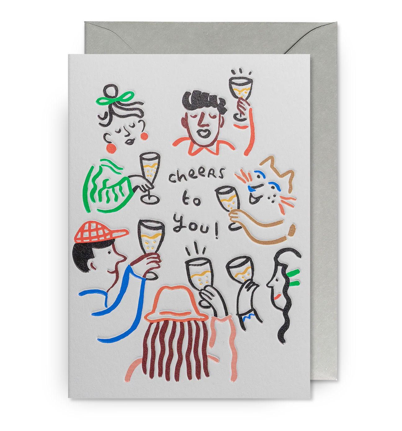 Cheers to You Retro Illustrated Greeting Card
