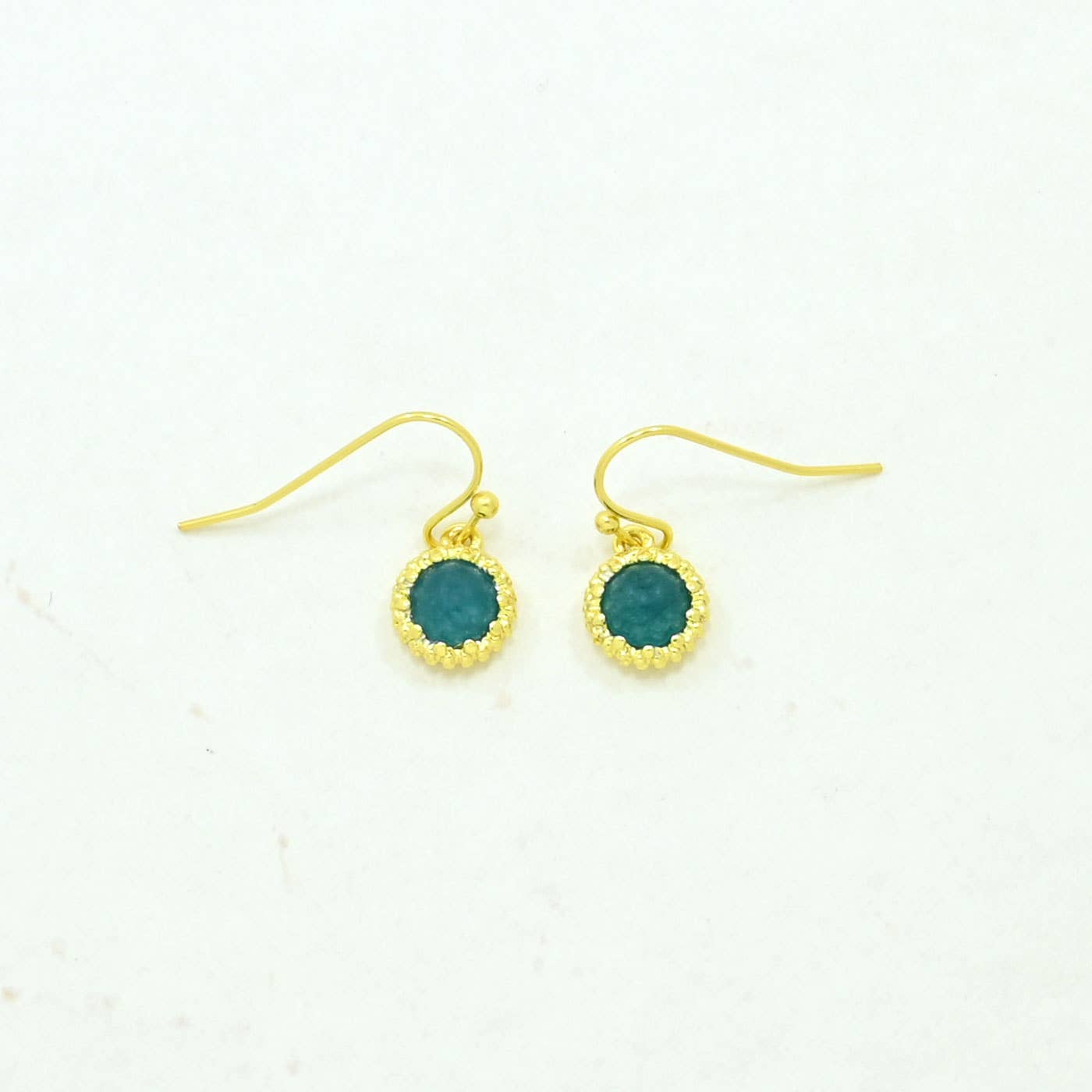 Dove Earring Gold Plated - Neon Blue Jade