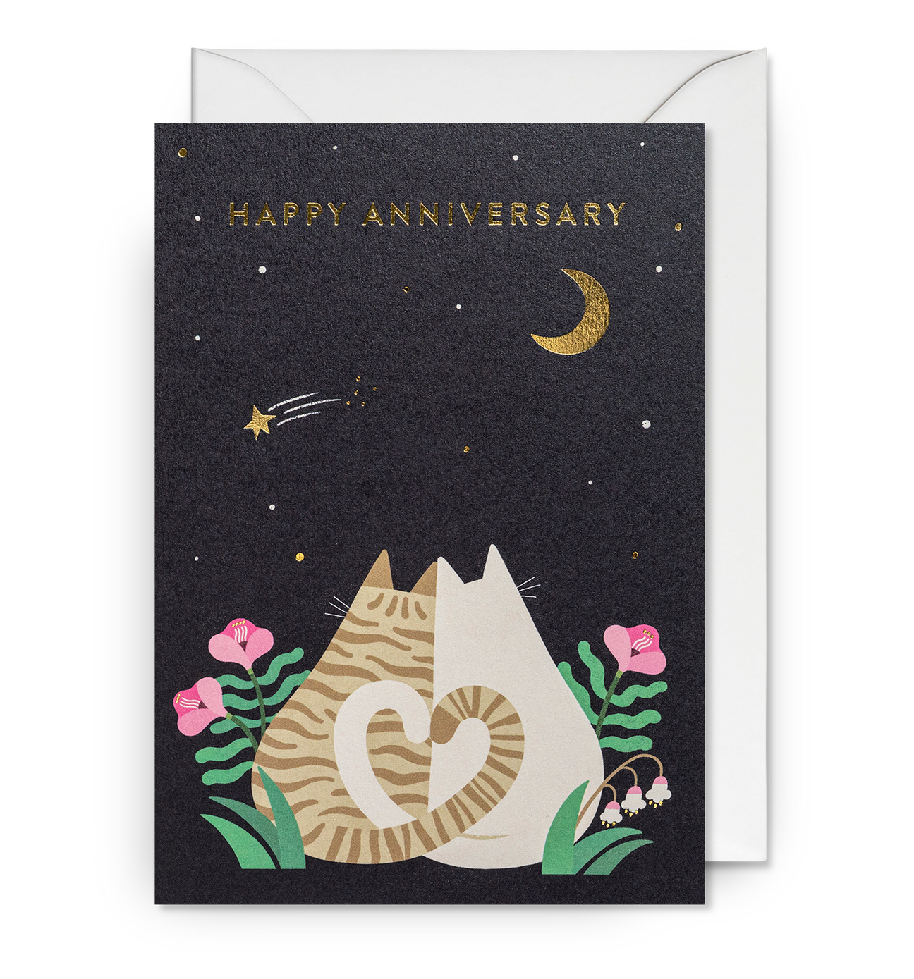 Moonlight Cats Happy Anniversary Card
