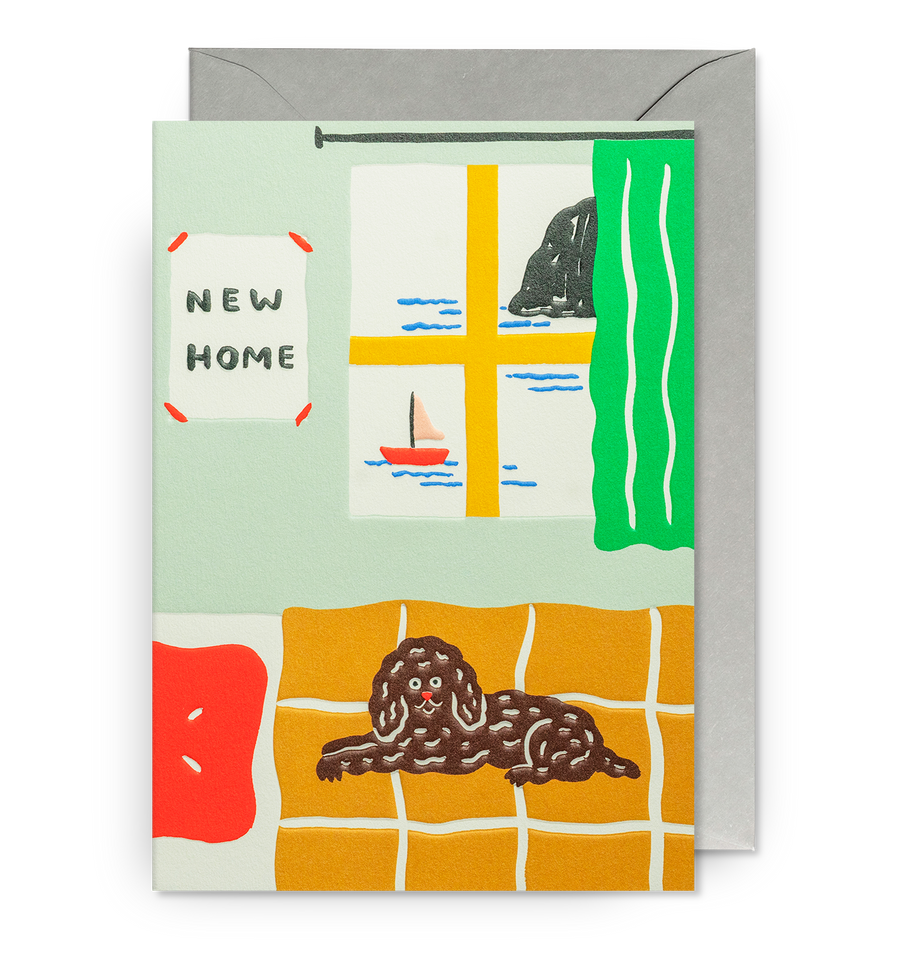 Illustrated Dog Room New Home Card