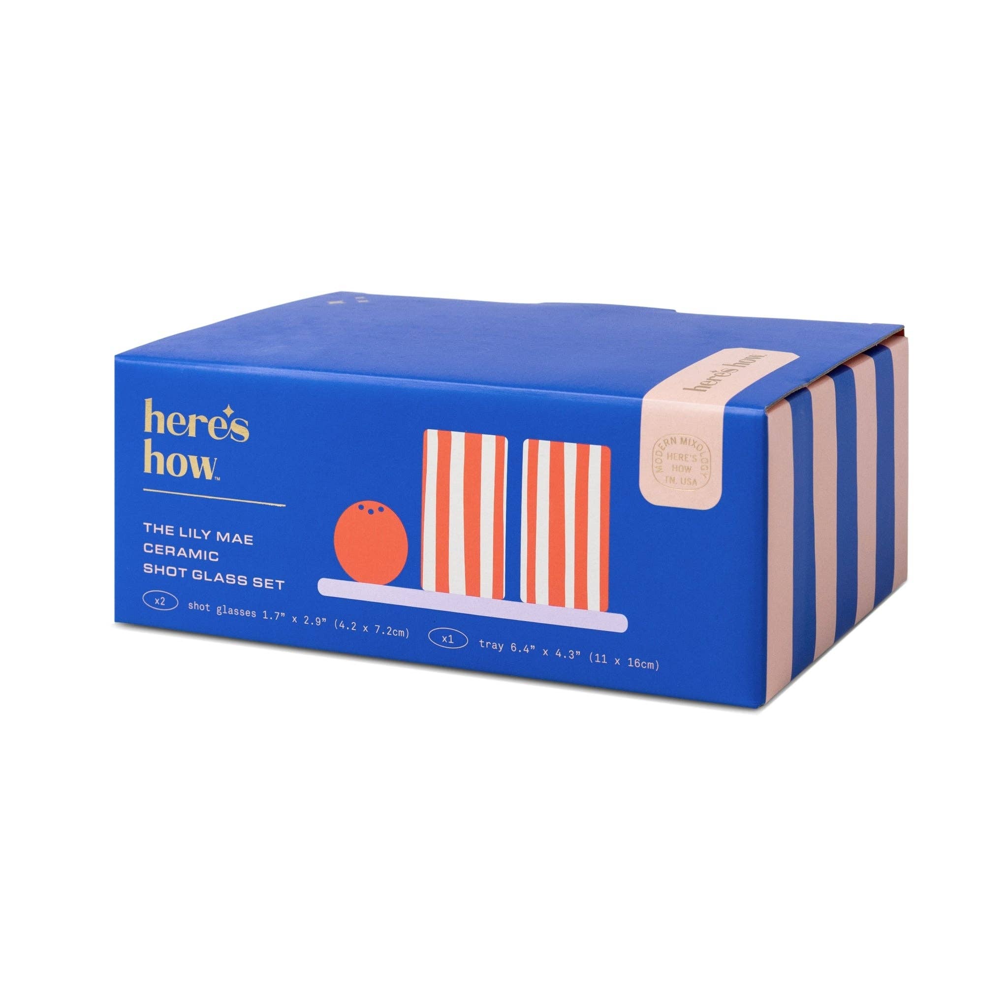 Ceramic Tequila Shot Glass Set - Poppy & Lilac