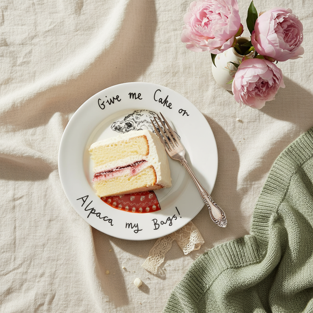 'Give Me Cake Or Alpaca My Bags' Side Plate