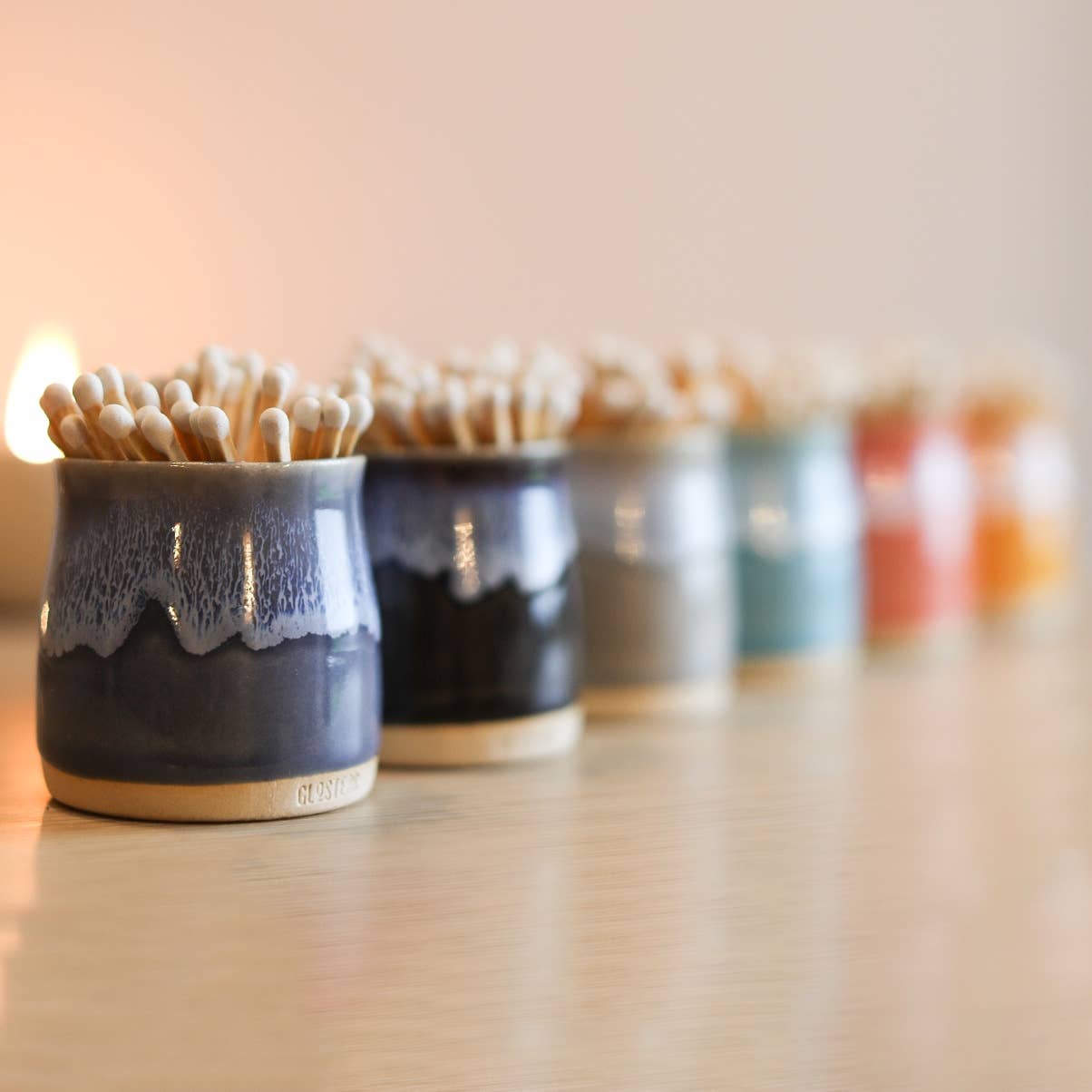 Handmade Ceramic Match Holder - Heather Purple