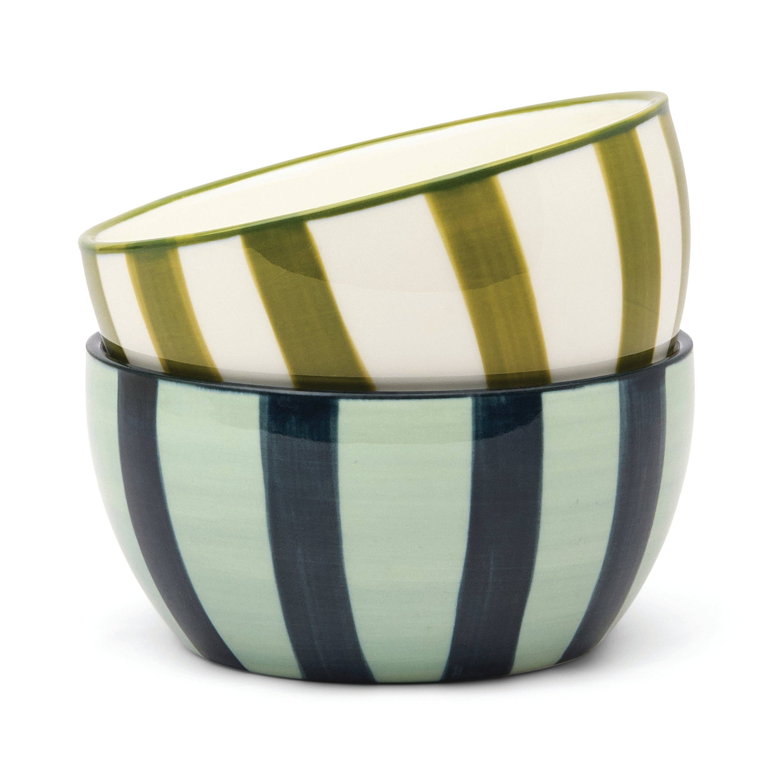 Set Of 2 Dipping Bowls - Olive & Blue