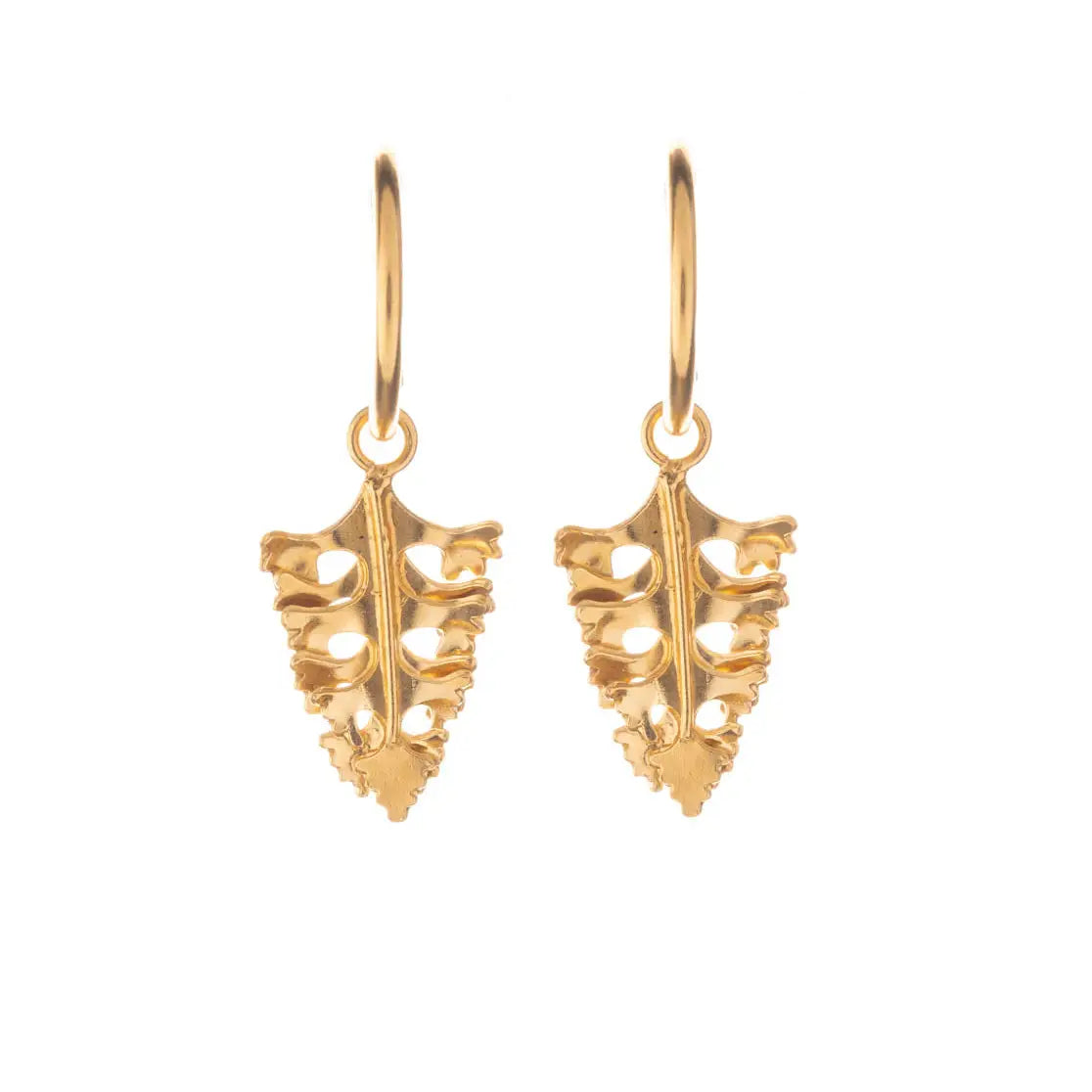 Gold Mini Arts & Crafts Leaves Hoop Earrings