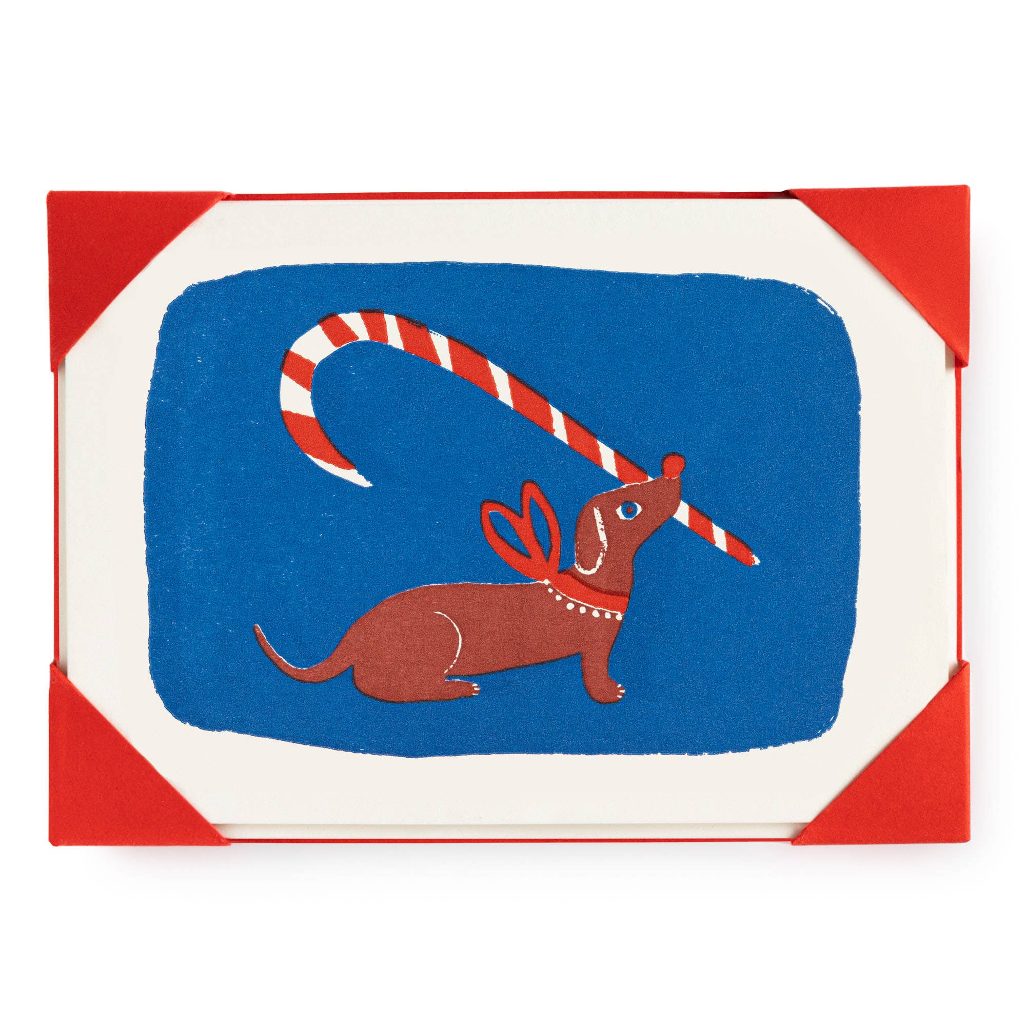Pack Of Five Candy Cane Dog Christmas Cards