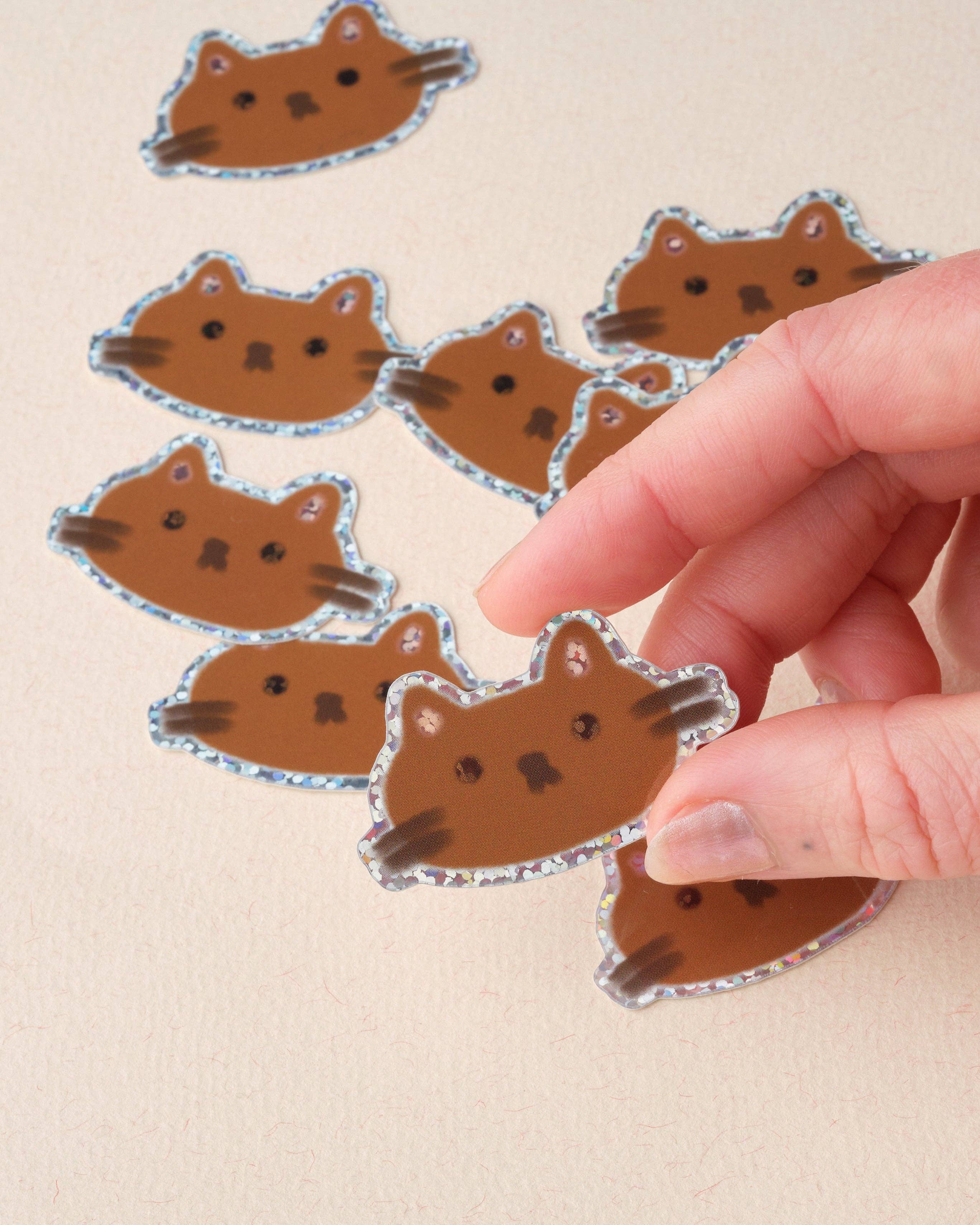 Brown Cat Holographic Sticker
