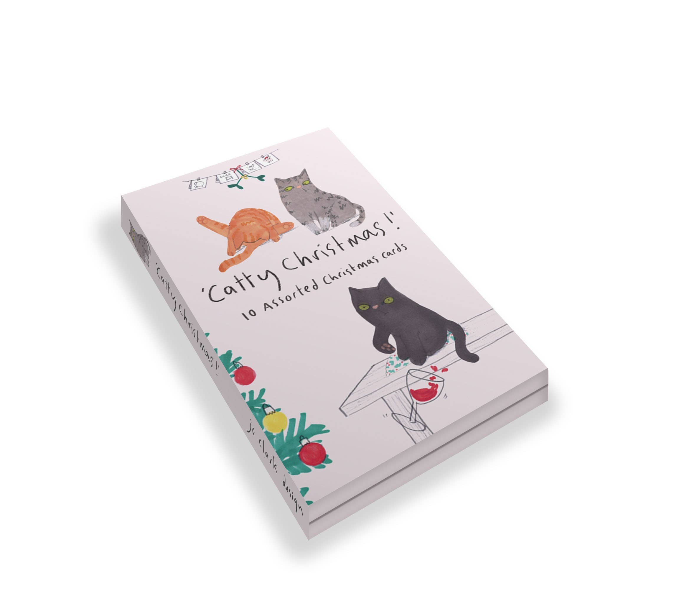 Pack Of Ten Catty Christmas Cards